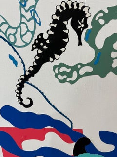 Black Beauty Meets the Coral Reef, colorful, graphic undersea fantasy