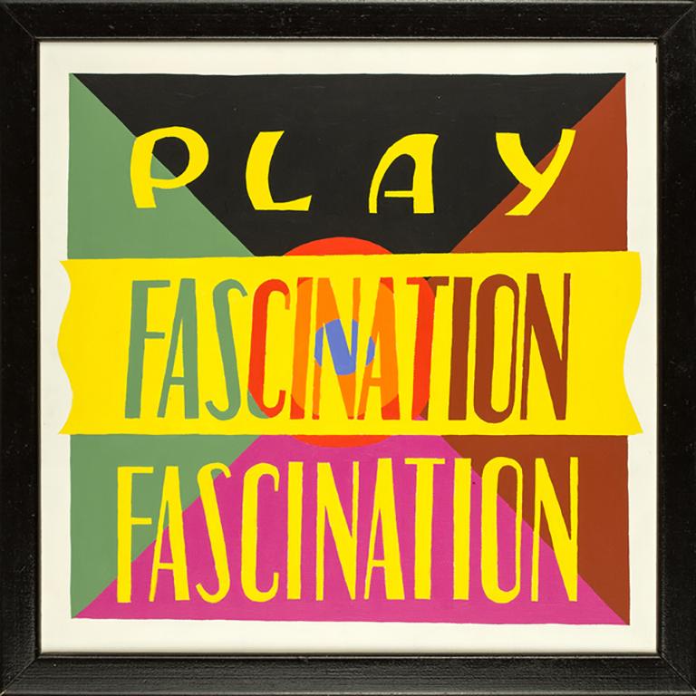 PLAY FASCINATION 2, tecnica mista colorata, testo