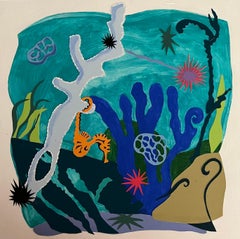 Seahorse Garden hard edge colorful aquatic whimsical undersea