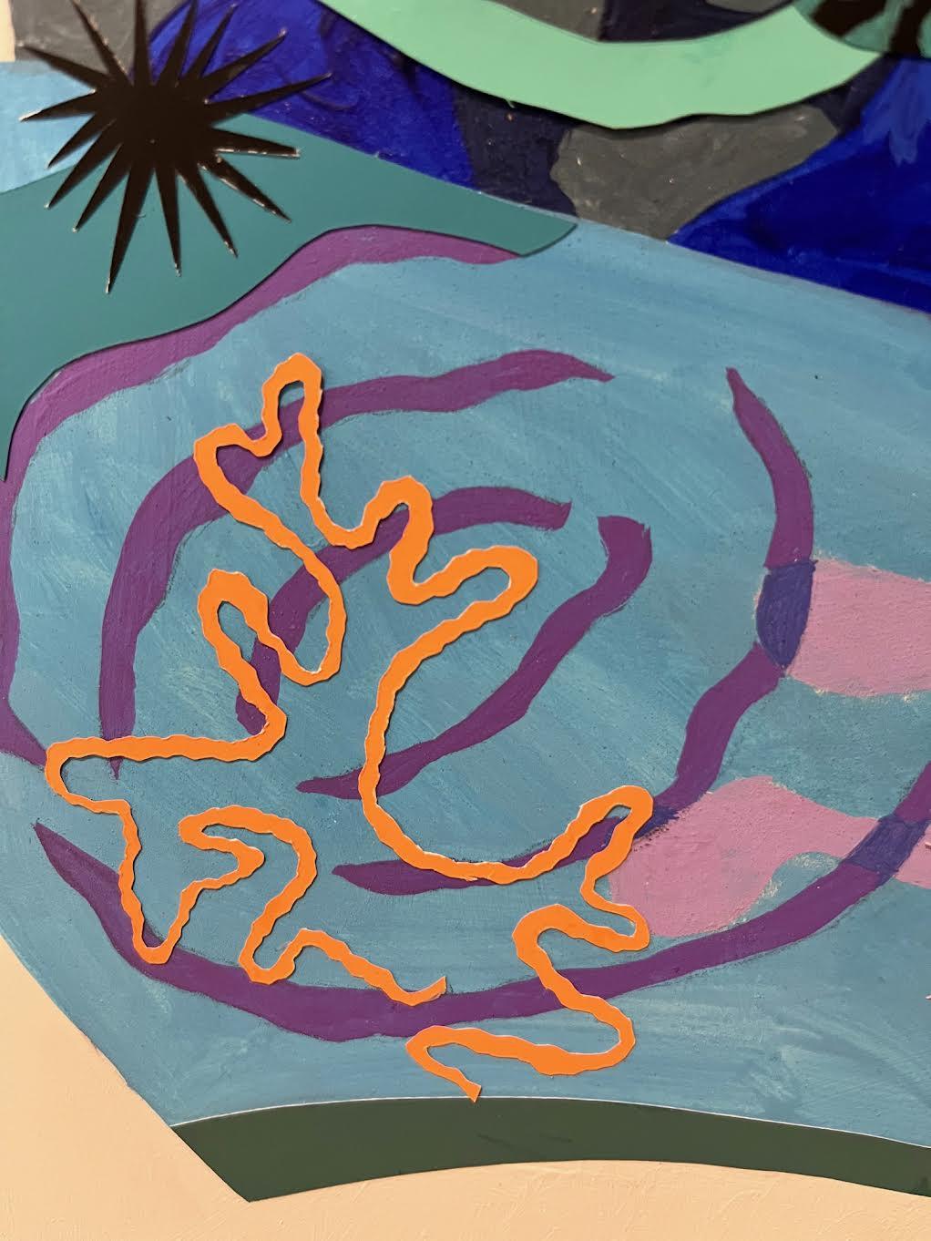 Sous la mer, vie océanique colorée aux bords durs et aux détails ludiques - Contemporain Painting par Philomena Marano