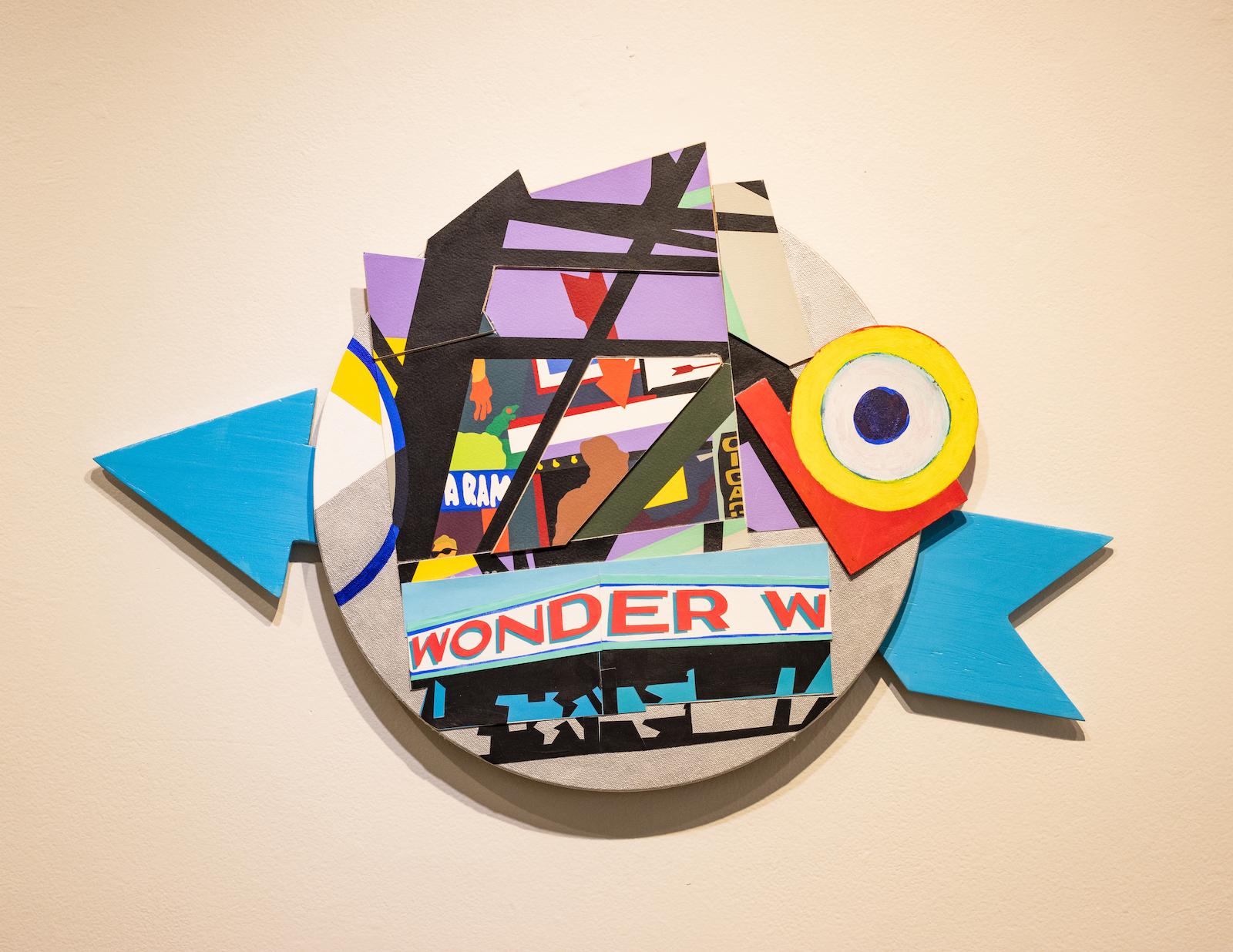 "Under the Wonder, "bold, colorful, playful, arrow, dynamic shaped edges - Mixed Media Art by Philomena Marano