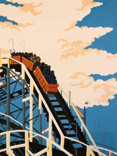 “Lone, Coney Island Spiritual” bright color Cyclone roller coaster hard edge