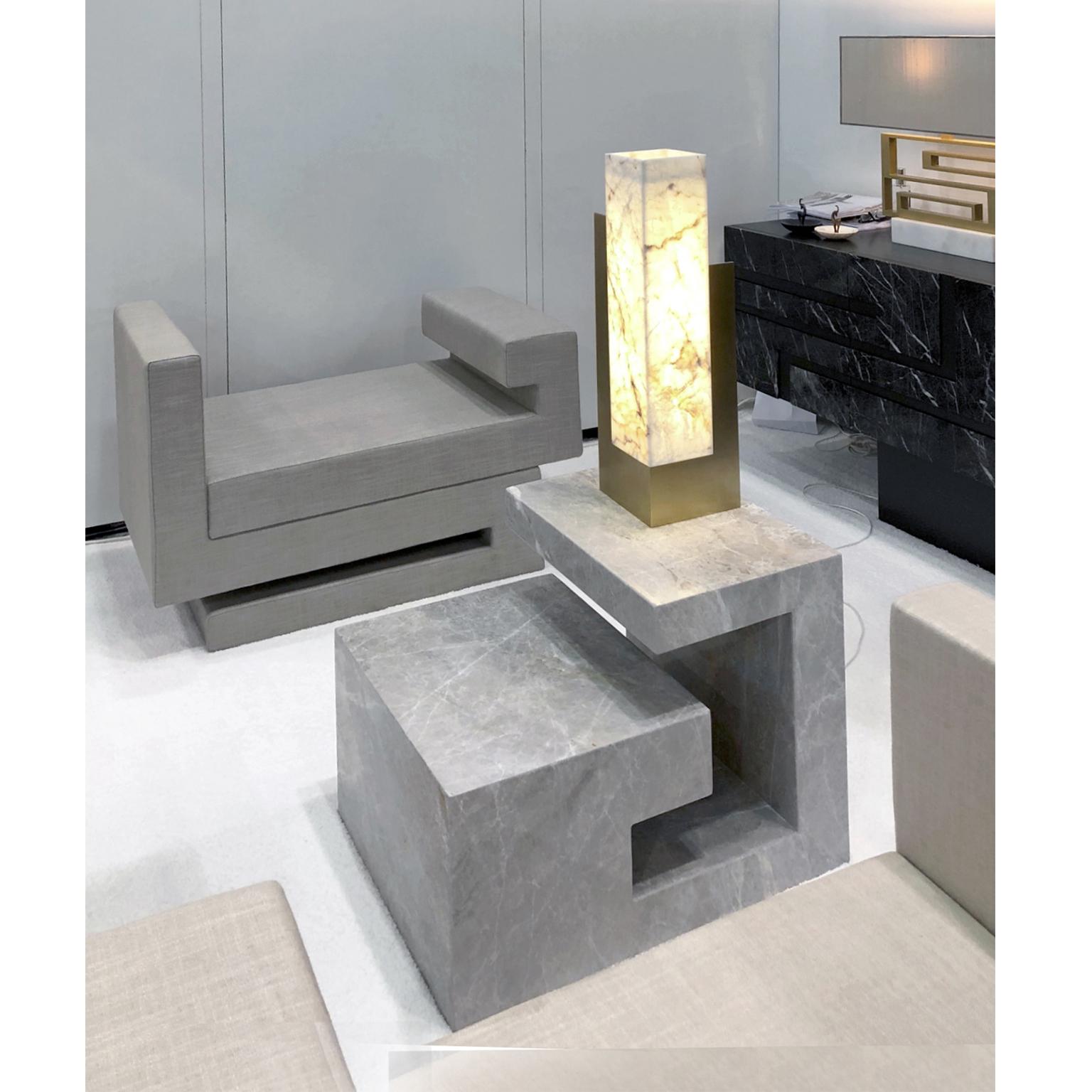 Contemporary Philos Sculptural Table in Solid Marble For Sale