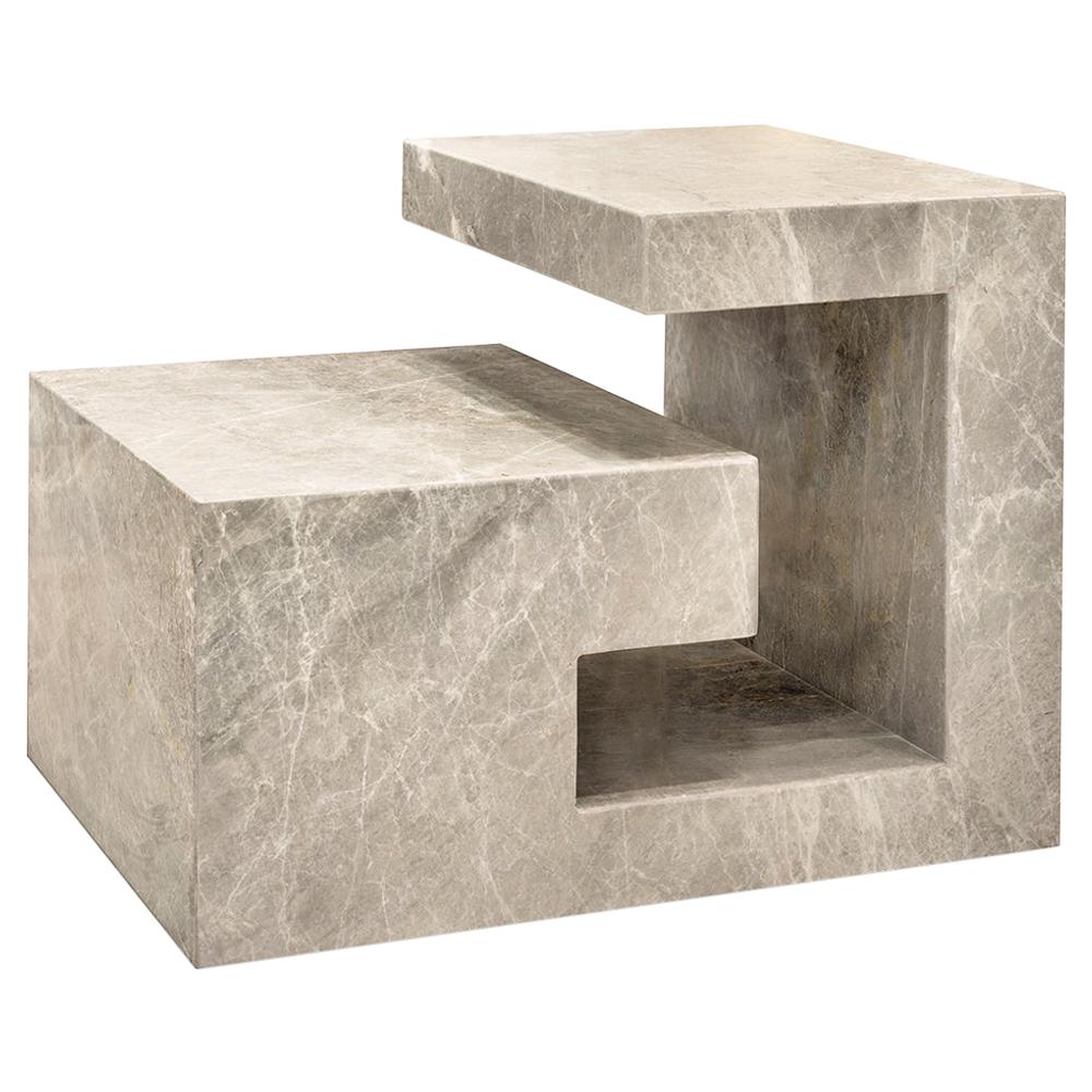 Philos Sculptural Table in Solid Marble For Sale