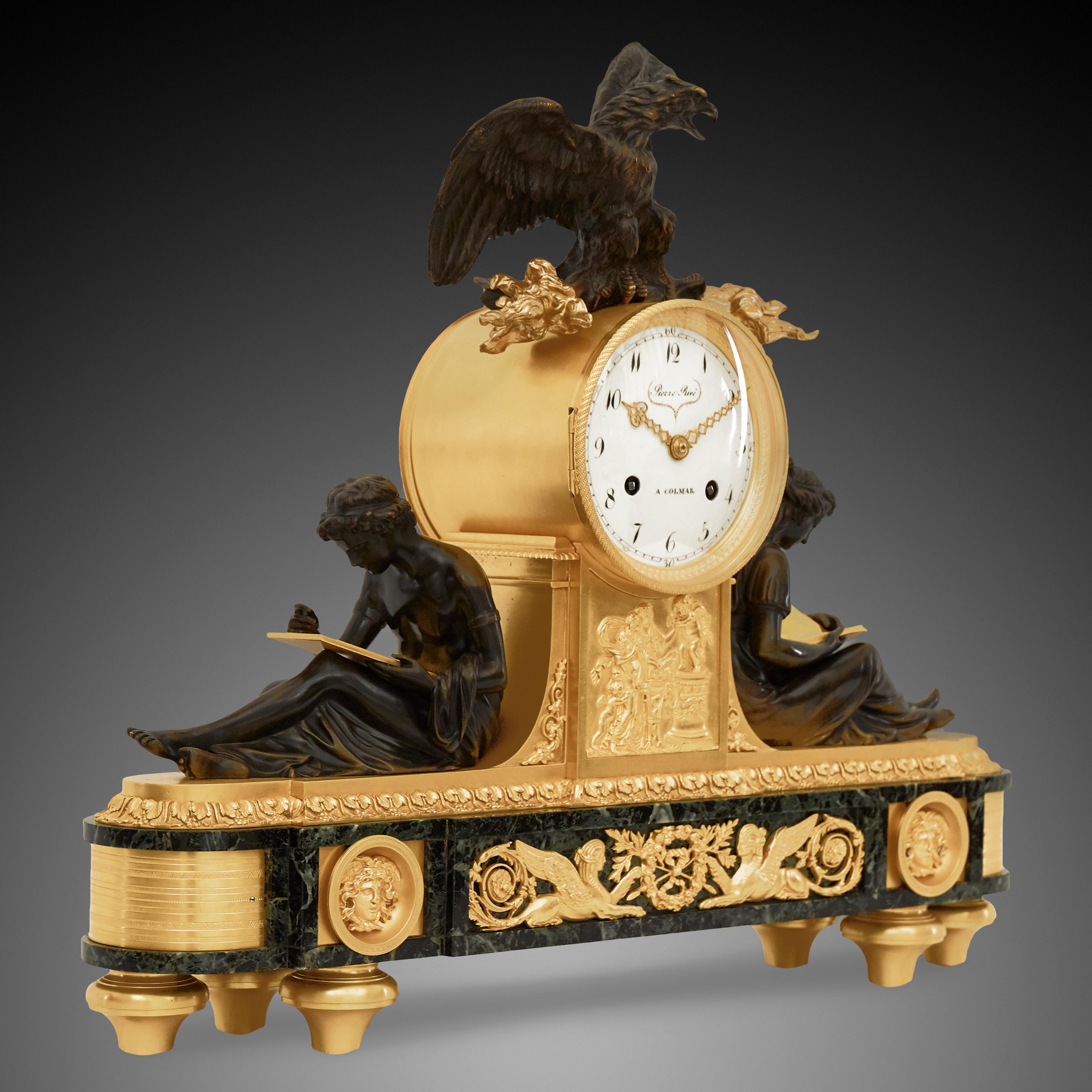 Bronze Philosophical Clock of the 18th Century by Piezze Rive À Colmaer For Sale
