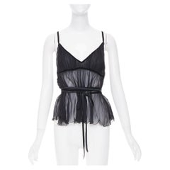 PHILOSOPHY 2014 – Transparentes Top aus Seidengeorgette mit Wickelausschnitt, Rüschen an der Taille und Peplum, IT46 XL