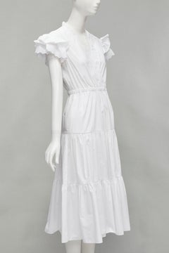 PHILOSOPHY 2019 white butterfly ruffle sleeve lace eyelet tier dress IT38 XS