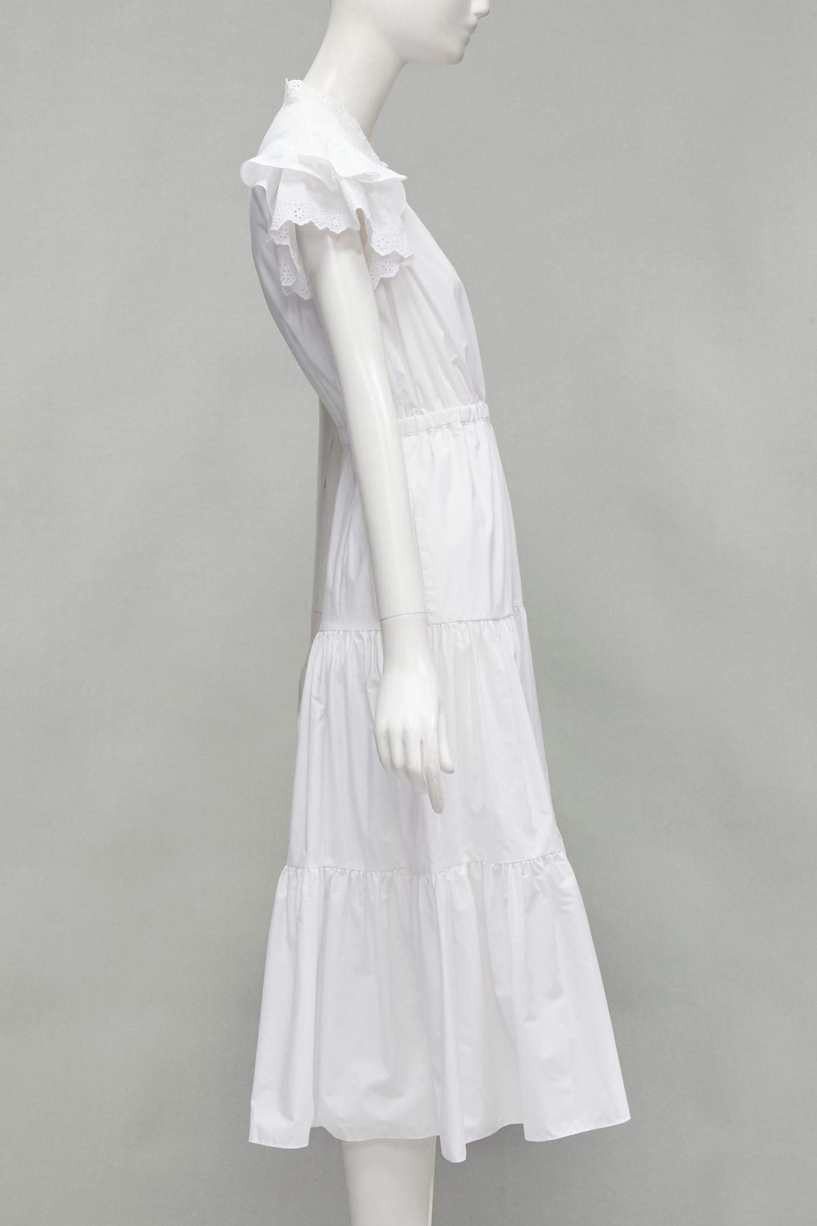 FILOSOFÍA 2019 blanco mariposa manga volante encaje ojal nivel vestido IT38 XS Gris en venta