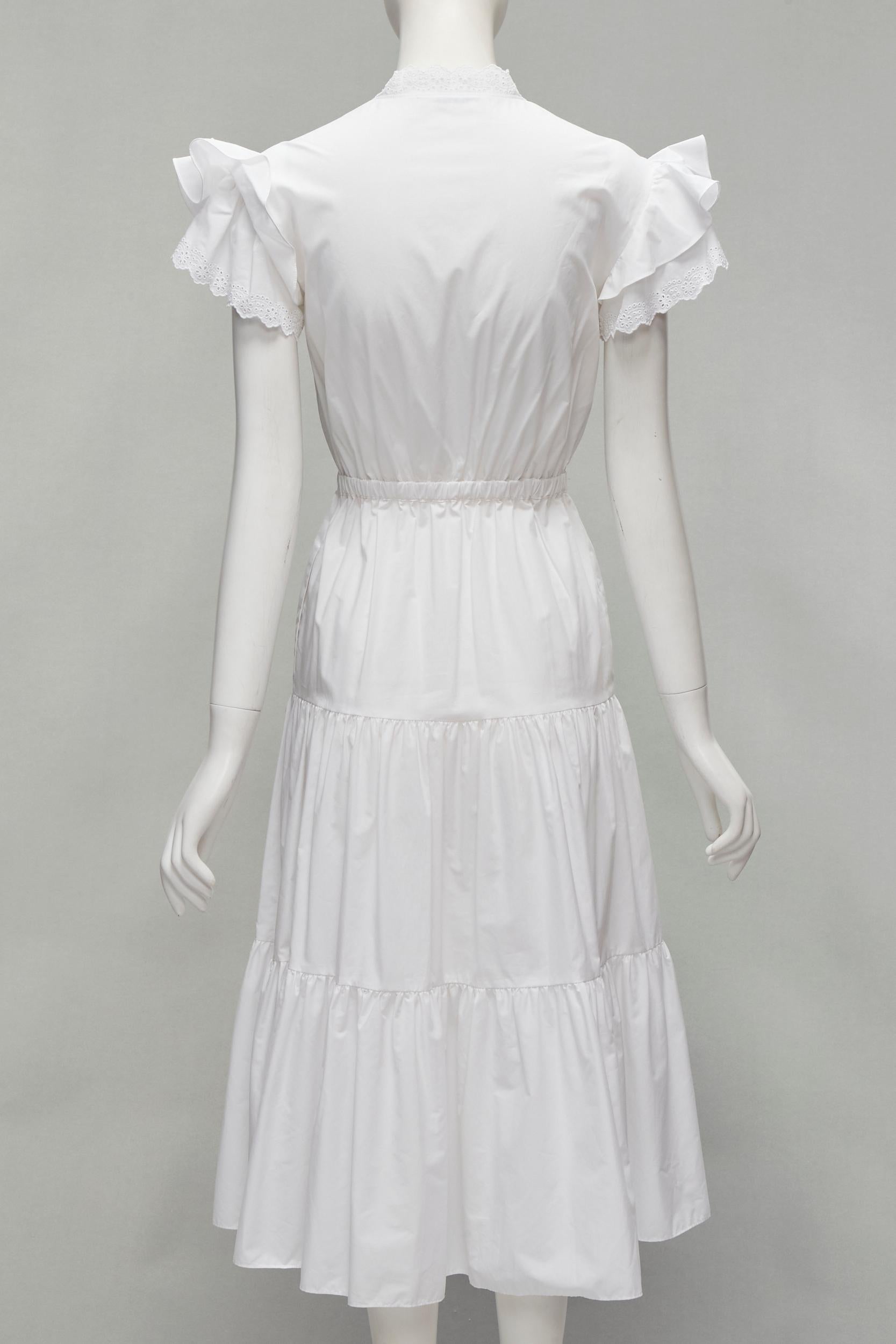 FILOSOFÍA 2019 blanco mariposa manga volante encaje ojal nivel vestido IT38 XS en Excelente estado para la venta en Hong Kong, NT