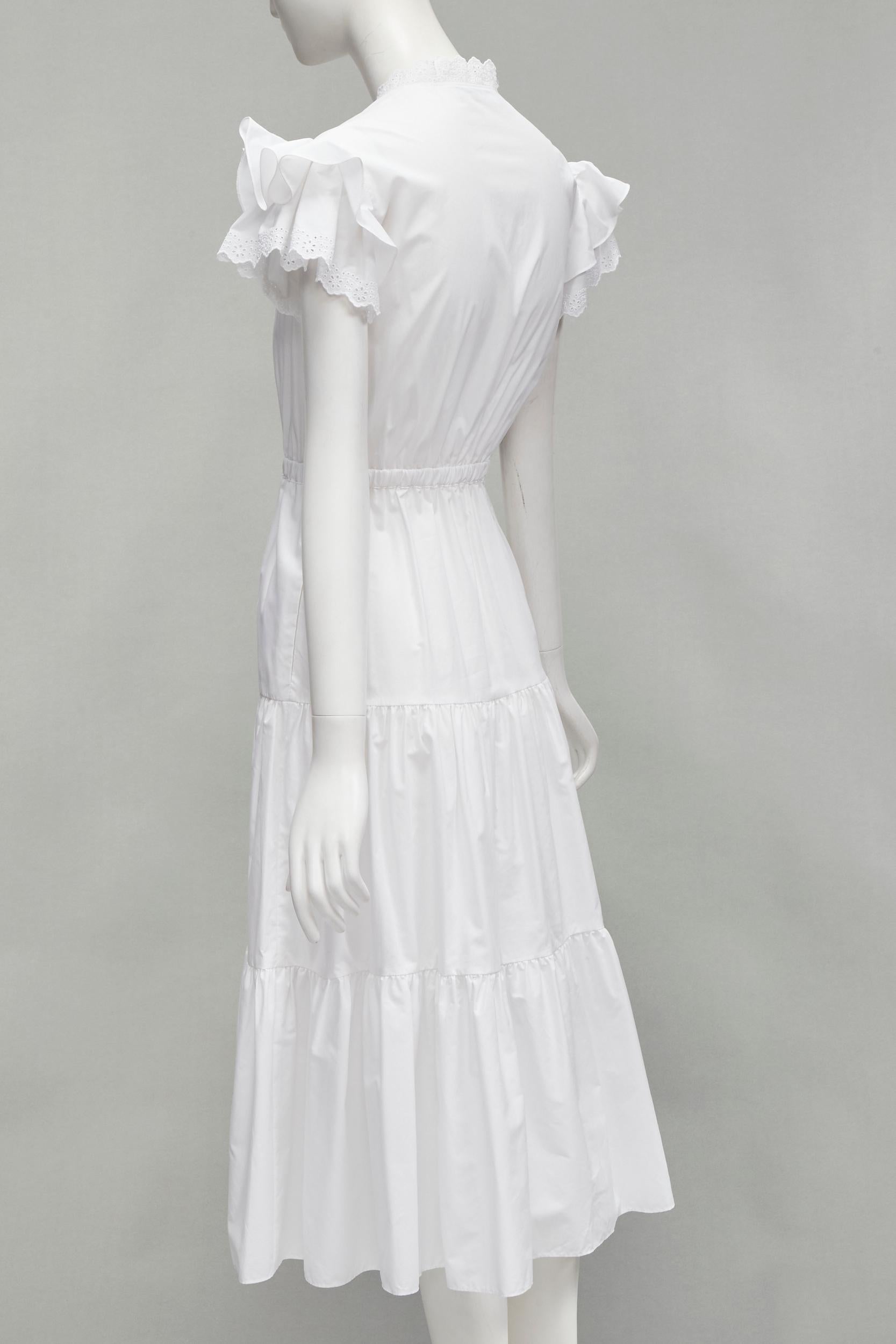 De las mujeres FILOSOFÍA 2019 blanco mariposa manga volante encaje ojal nivel vestido IT38 XS en venta