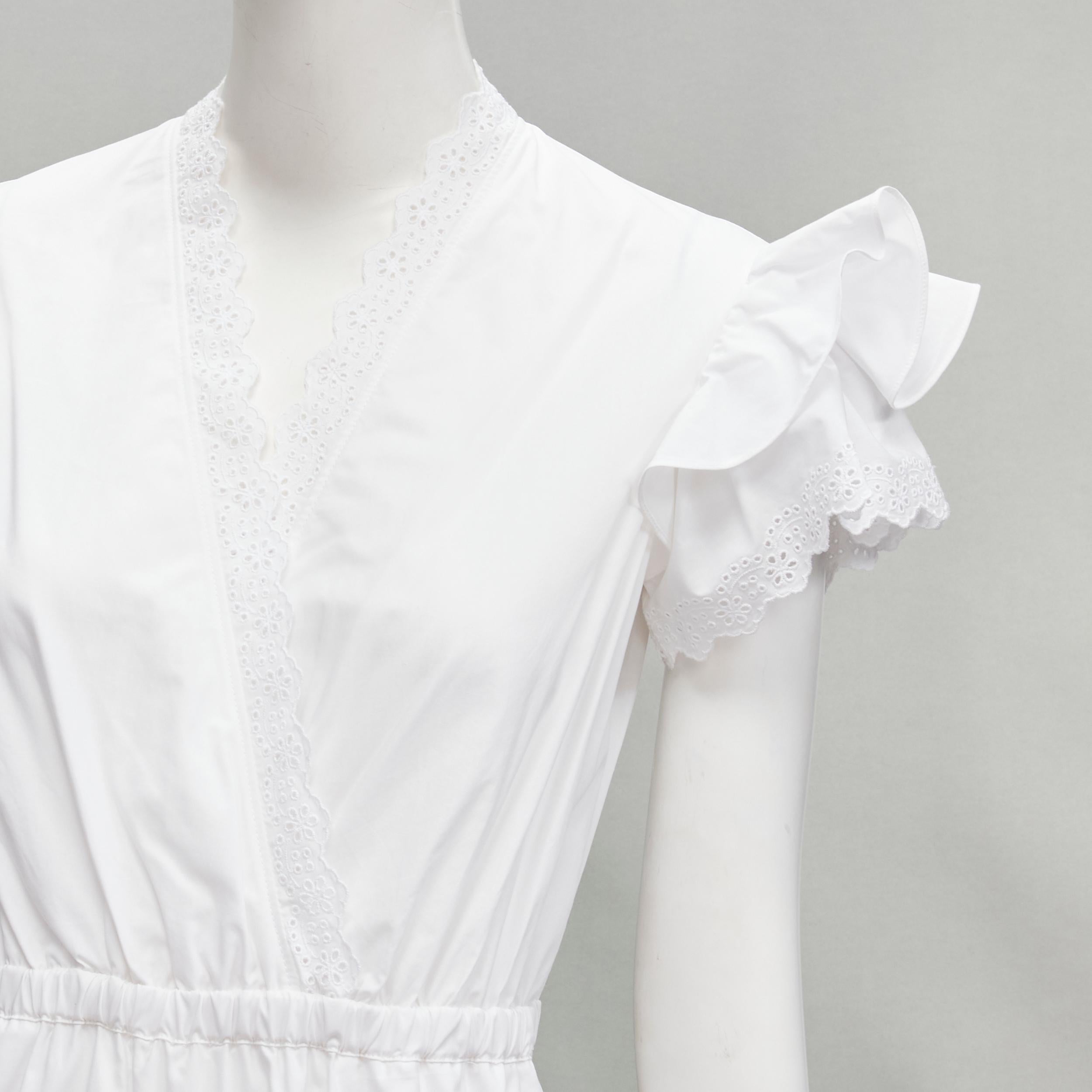 FILOSOFÍA 2019 blanco mariposa manga volante encaje ojal nivel vestido IT38 XS en venta 1
