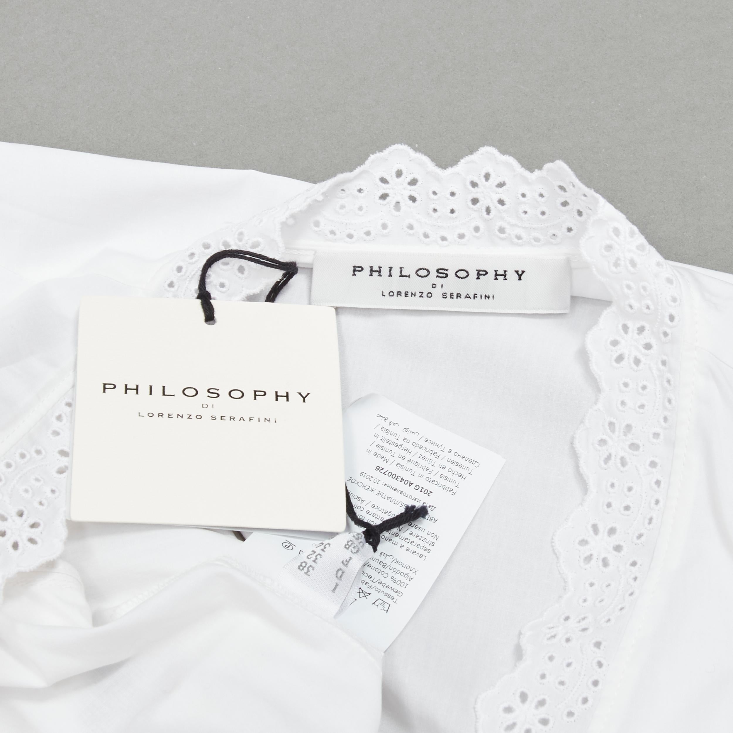 FILOSOFÍA 2019 blanco mariposa manga volante encaje ojal nivel vestido IT38 XS en venta 3