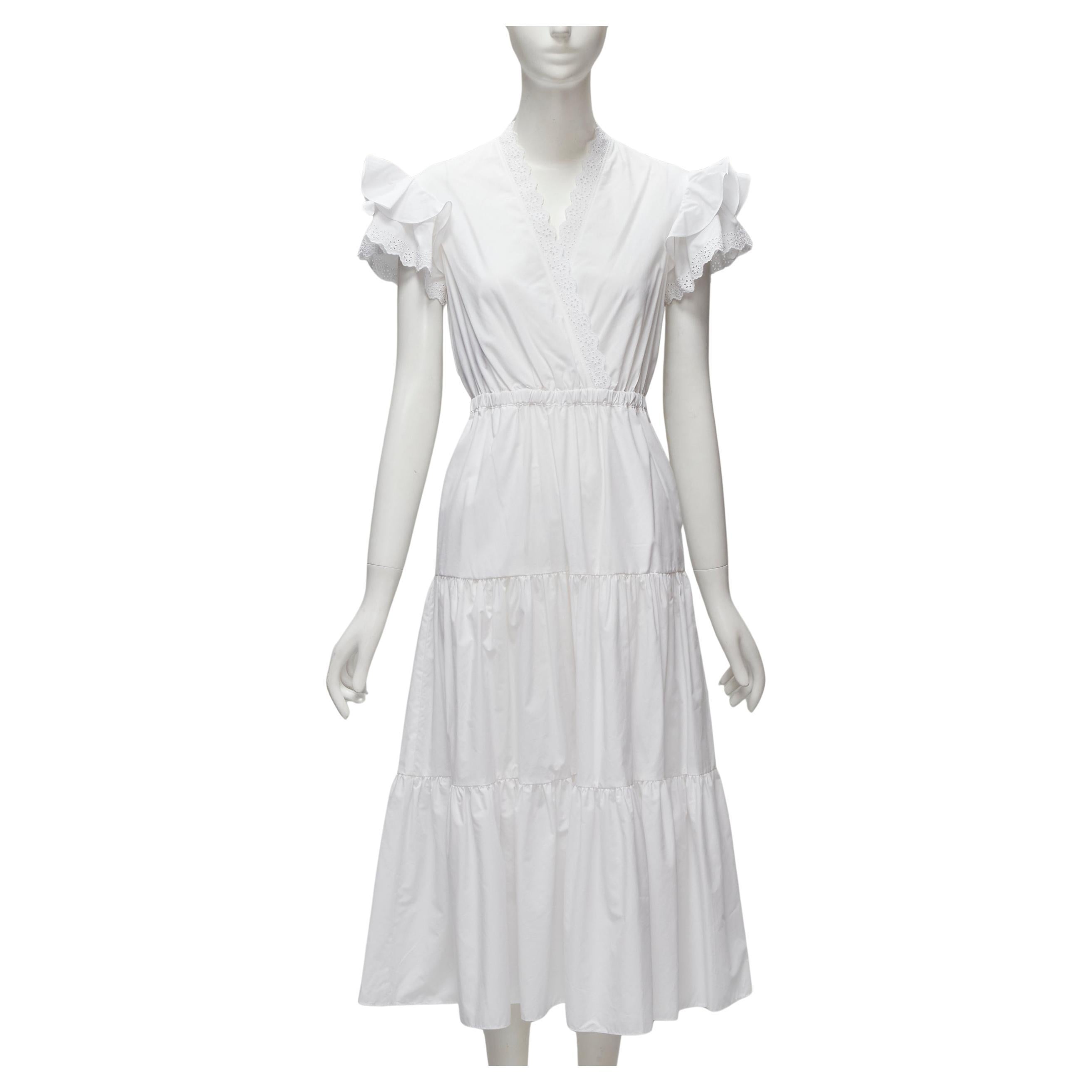 FILOSOFÍA 2019 blanco mariposa manga volante encaje ojal nivel vestido IT38 XS en venta