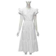 PHILOSOPHY 2019 white butterfly ruffle sleeve lace eyelet tier dress IT38 XS