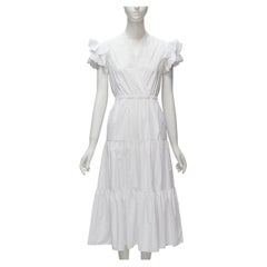 PHILOSOPHY 2019 white butterfly ruffle sleeve lace eyelet tier dress IT38 XS