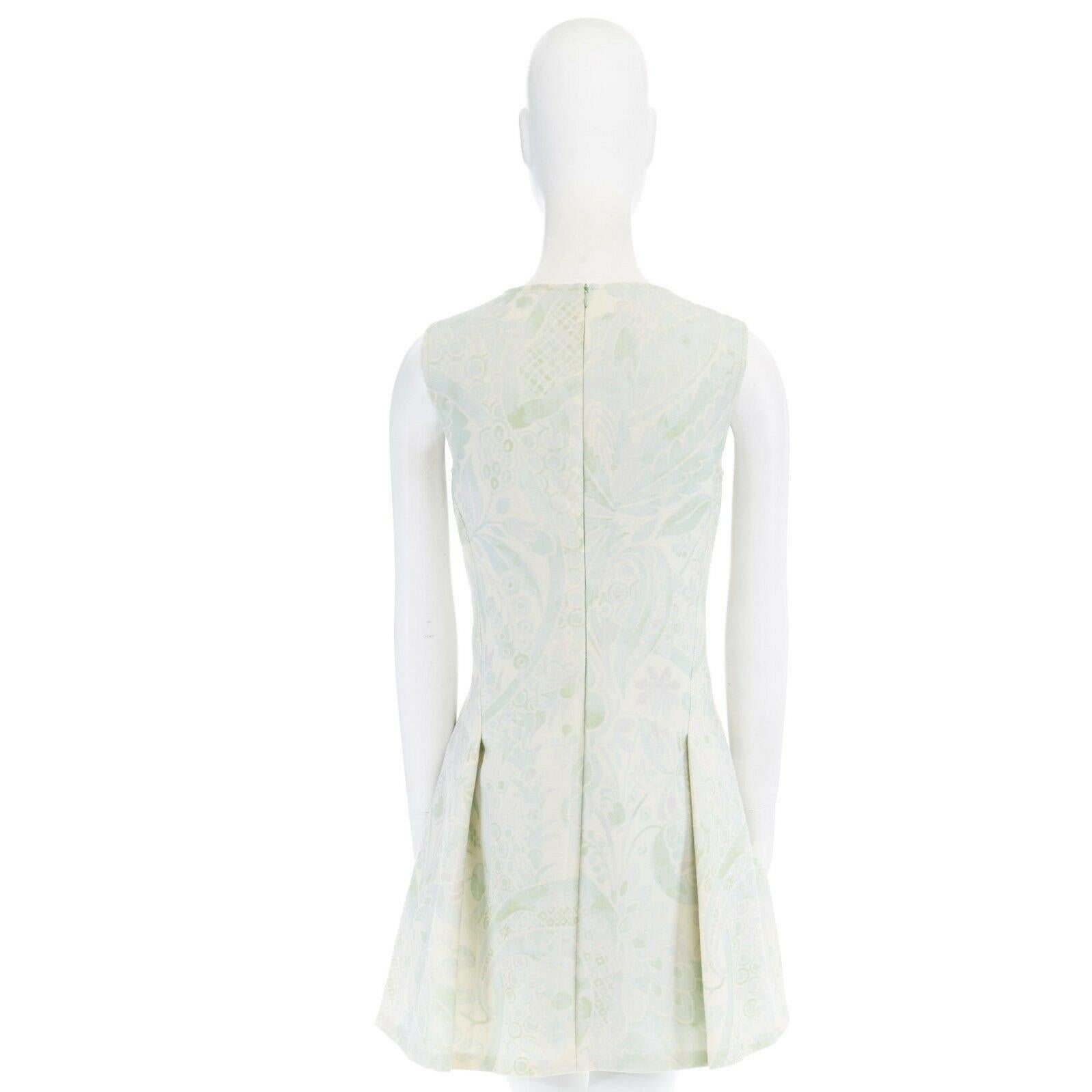 PHILOSOPHY ALBERTA FERRETTI mint green floral print wool cocktail dress M In Excellent Condition In Hong Kong, NT
