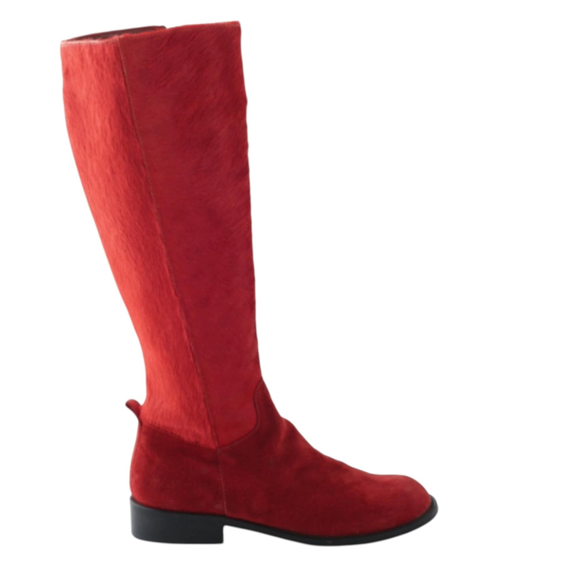 Philosophy Alberta Ferretti Red Pony Hair Boots - '10s For Sale