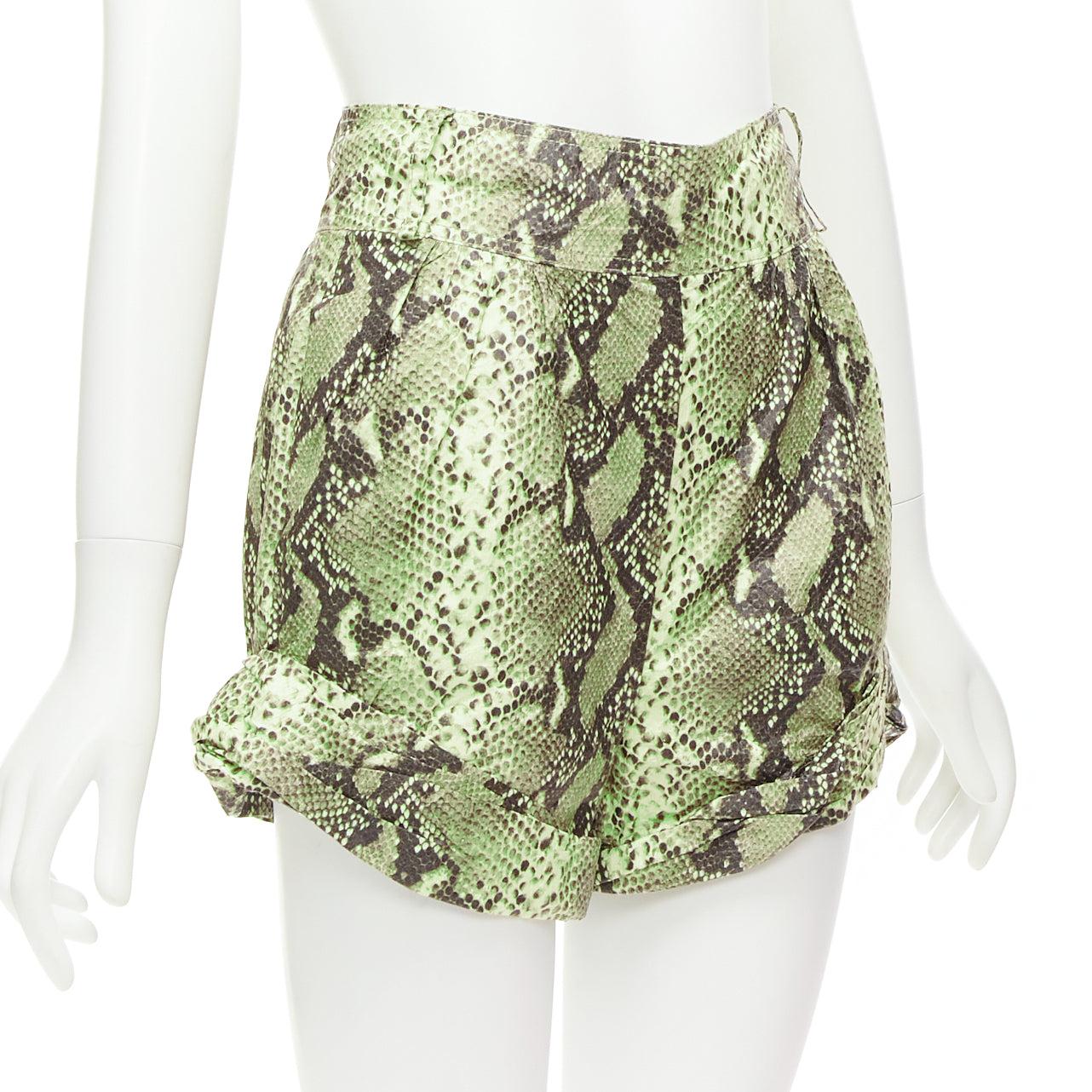 PHILOSOPHY beige scaled print paper effect high waist cuffed shorts IT38 XS In Excellent Condition For Sale In Hong Kong, NT