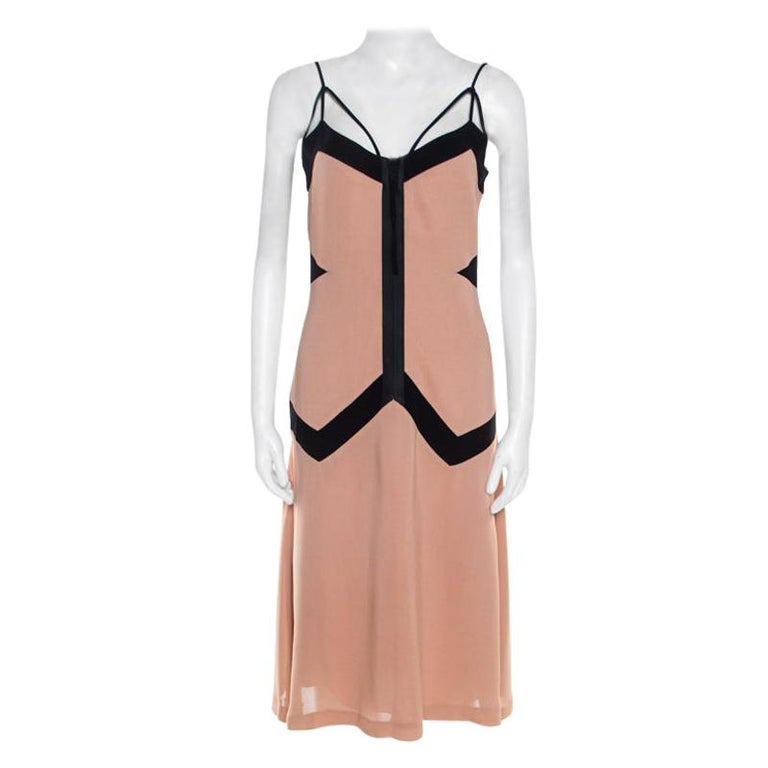 Philosophy Bicolor Paneled Noodle Strap Flared Dress S For Sale at 1stDibs