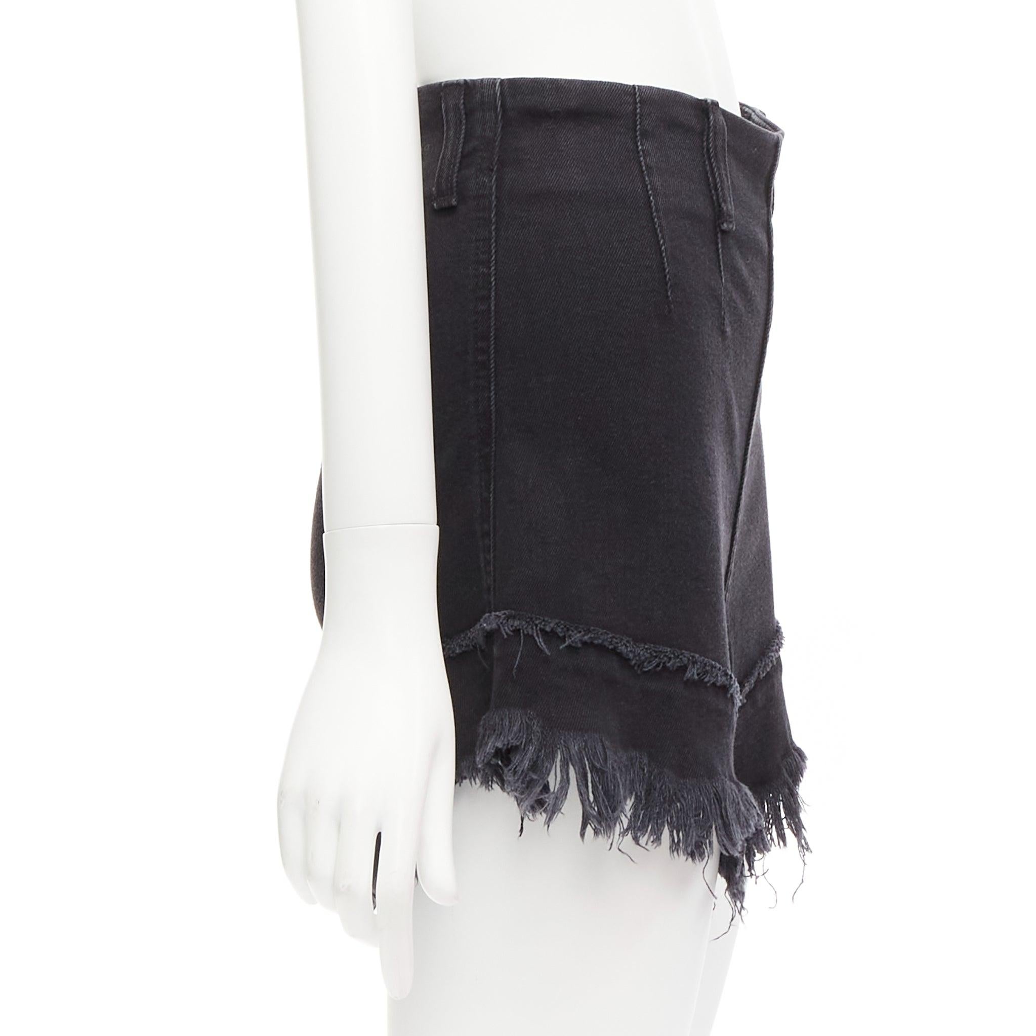 PHILOSOPHY short taille haute à ourlet effiloché en coton mélangé noir IT38 XS Excellent état - En vente à Hong Kong, NT