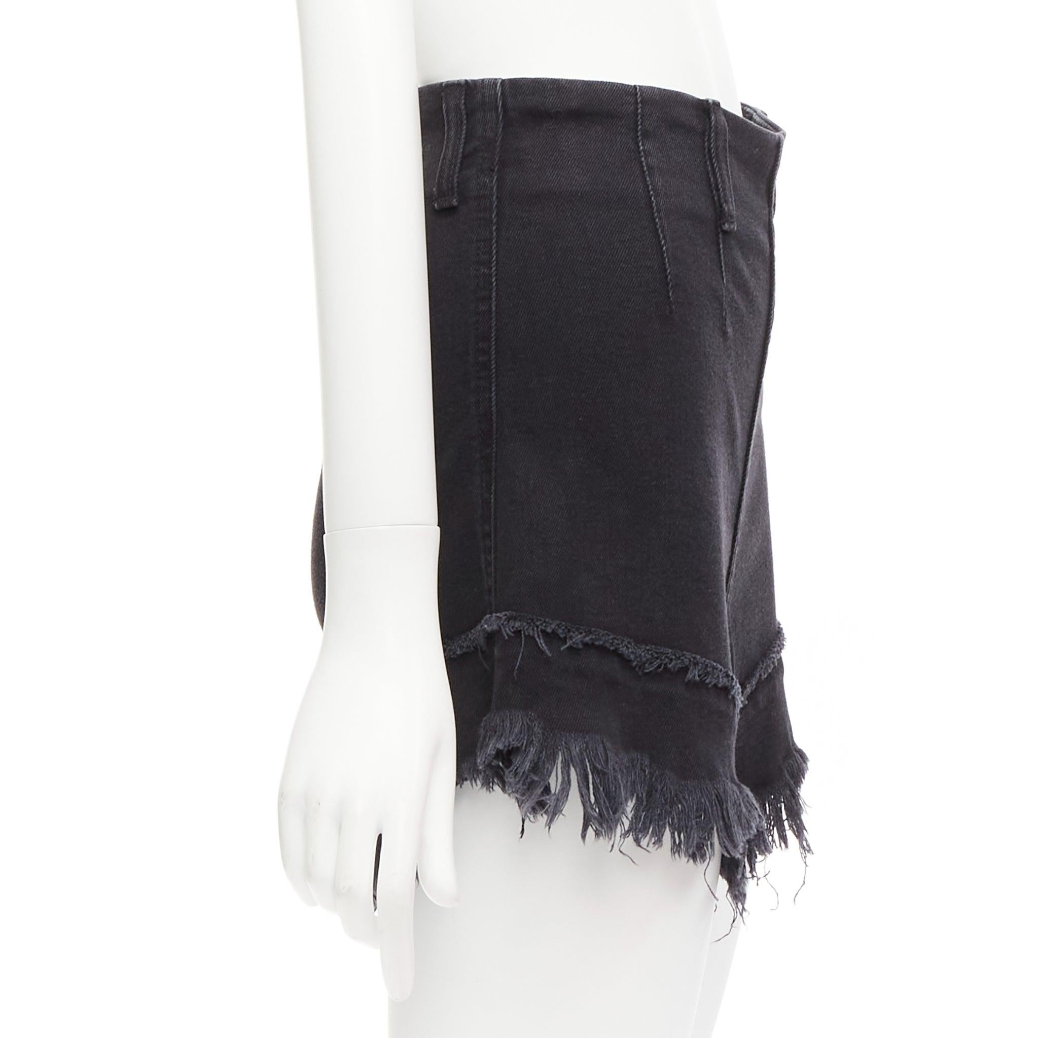 Women's PHILOSOPHY black cotton blend high waist frayed hem flutter shorts IT38 XS For Sale