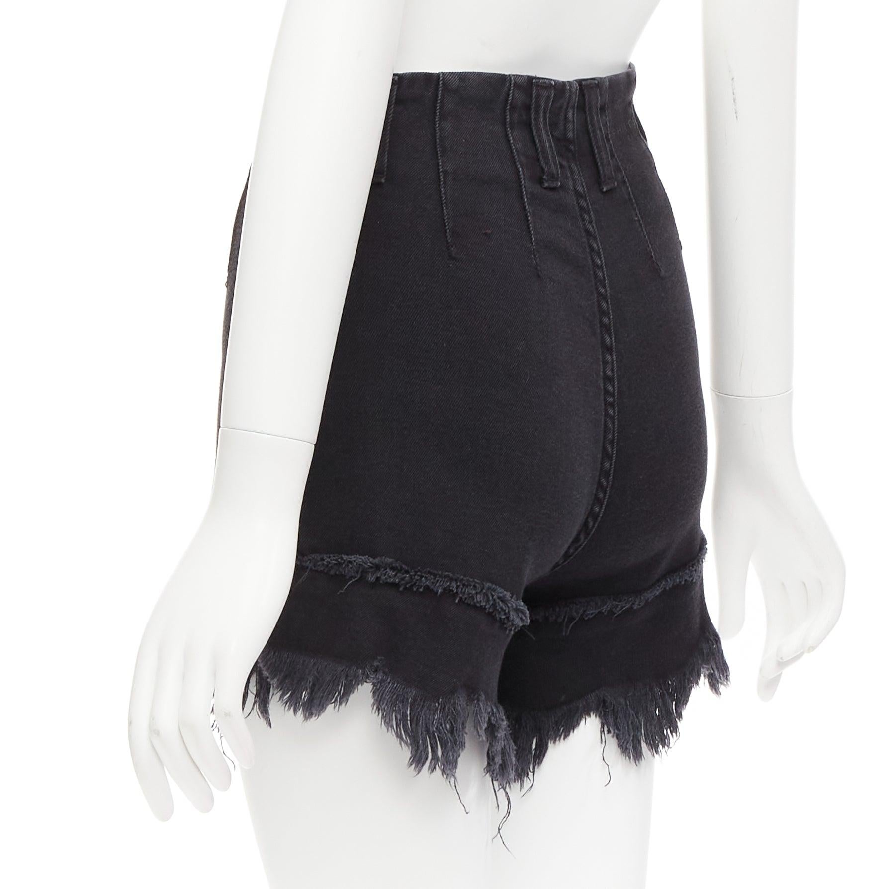 PHILOSOPHY short taille haute à ourlet effiloché en coton mélangé noir IT38 XS en vente 1
