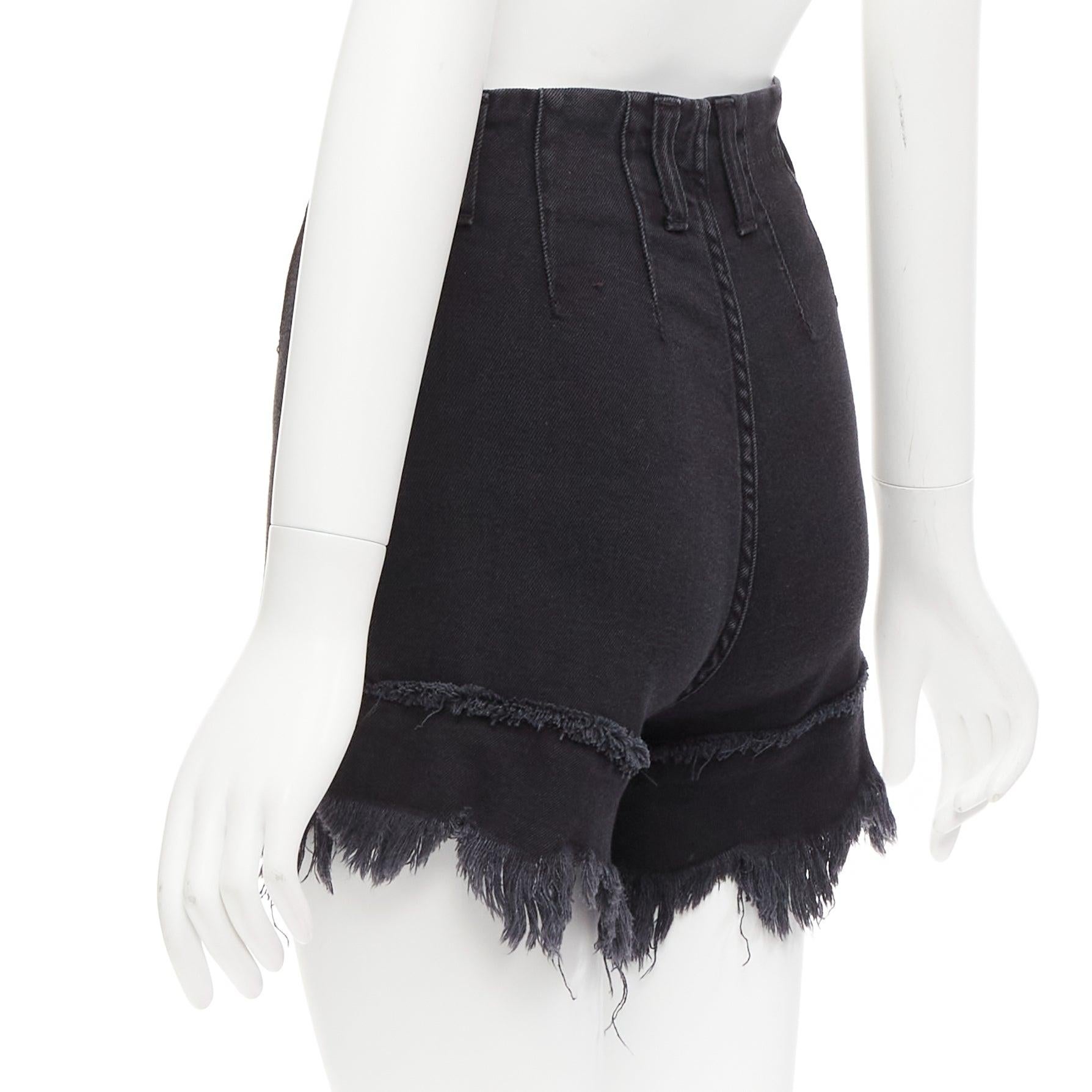 PHILOSOPHY black cotton blend high waist frayed hem flutter shorts IT38 XS For Sale 2
