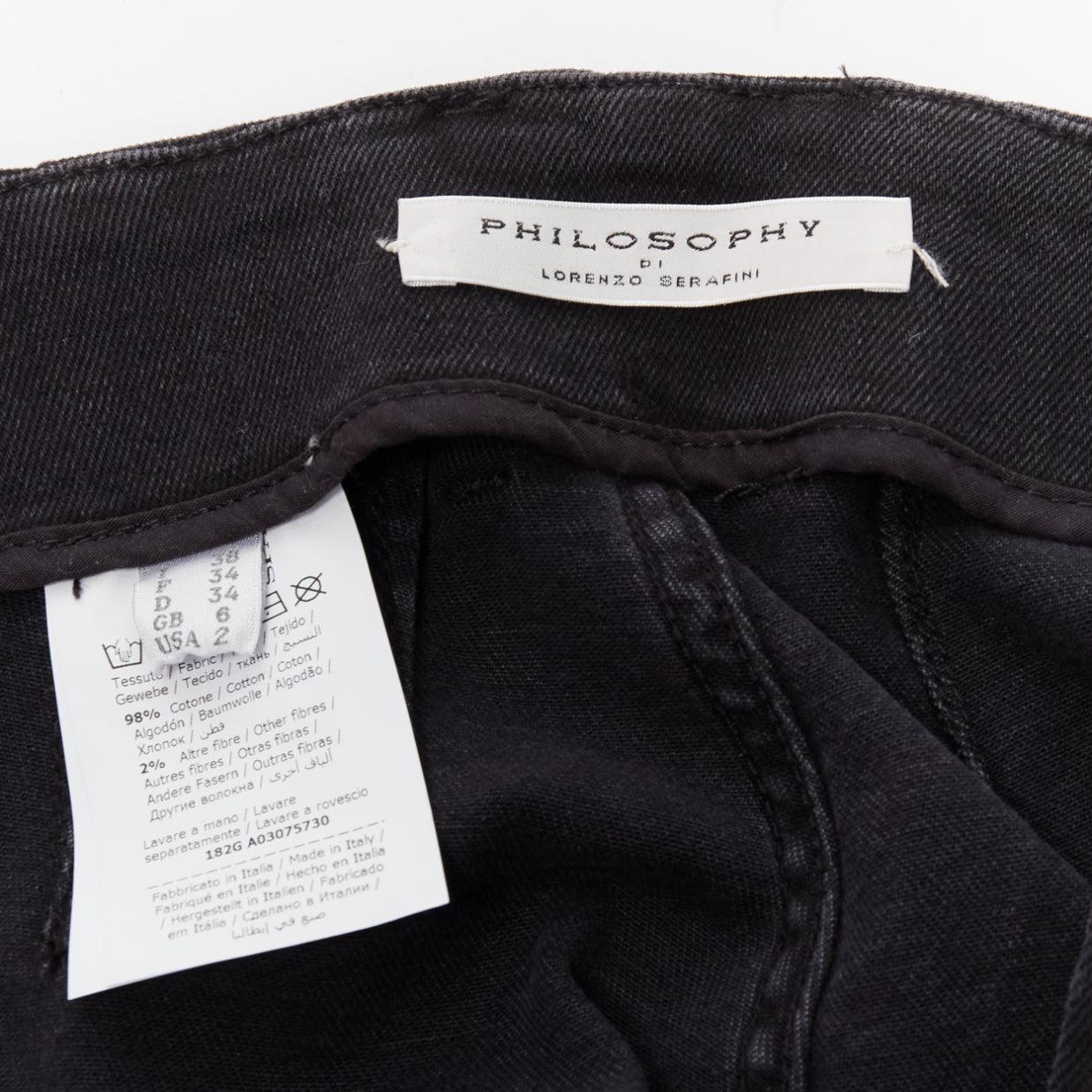 PHILOSOPHY short taille haute à ourlet effiloché en coton mélangé noir IT38 XS en vente 3