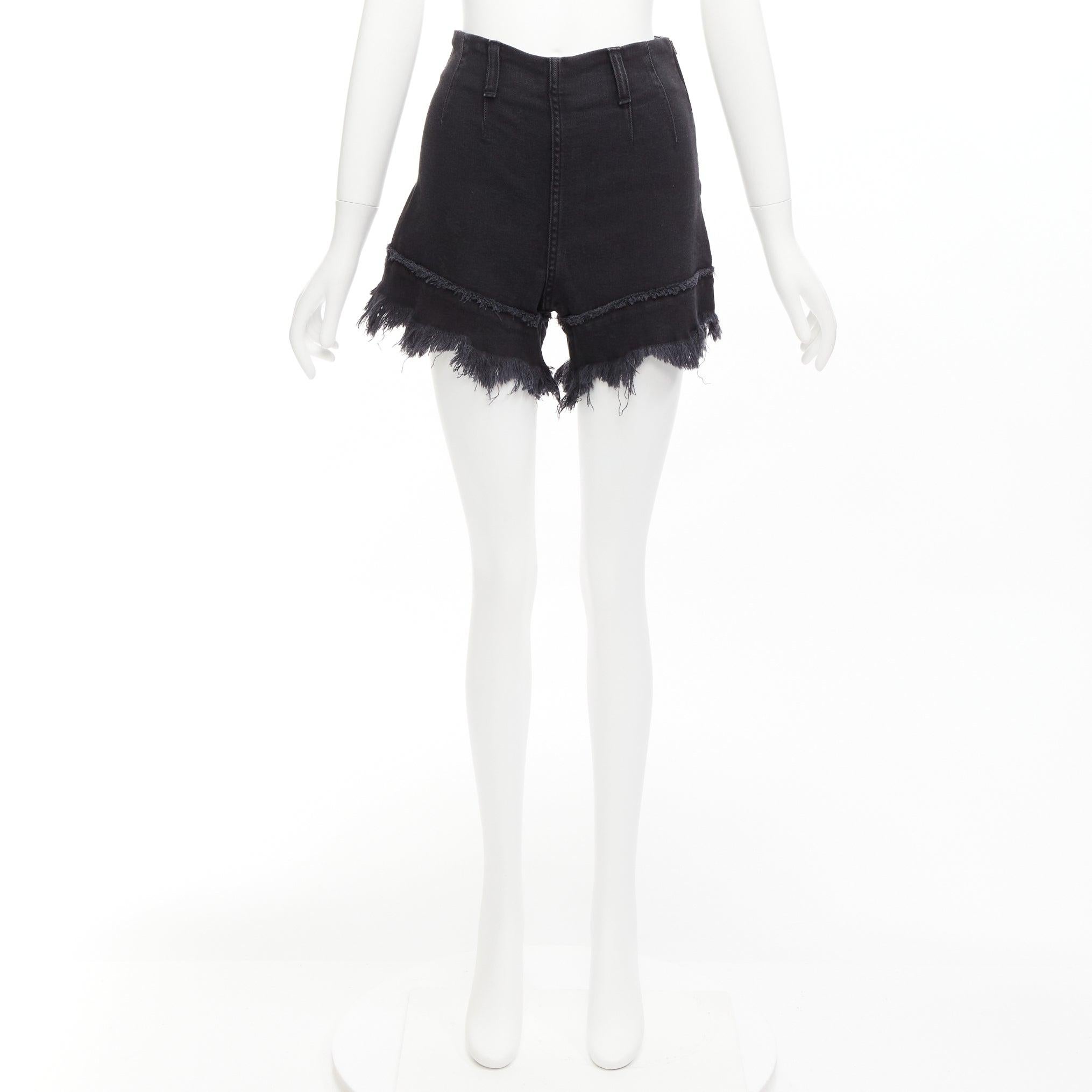 PHILOSOPHY black cotton blend high waist frayed hem flutter shorts IT38 XS For Sale 5