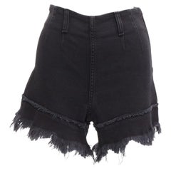 PHILOSOPHY black cotton blend high waist frayed hem flutter shorts IT38 XS