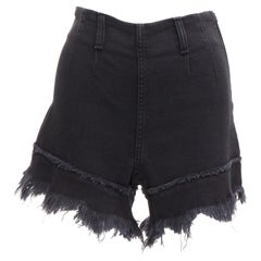 PHILOSOPHY pantaloncini neri in misto cotone a vita alta con orlo sfrangiato IT38 XS