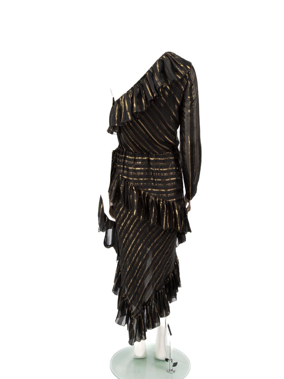 Noir Philosophy Black & Gold One Shoulder Midi Dress Size S en vente