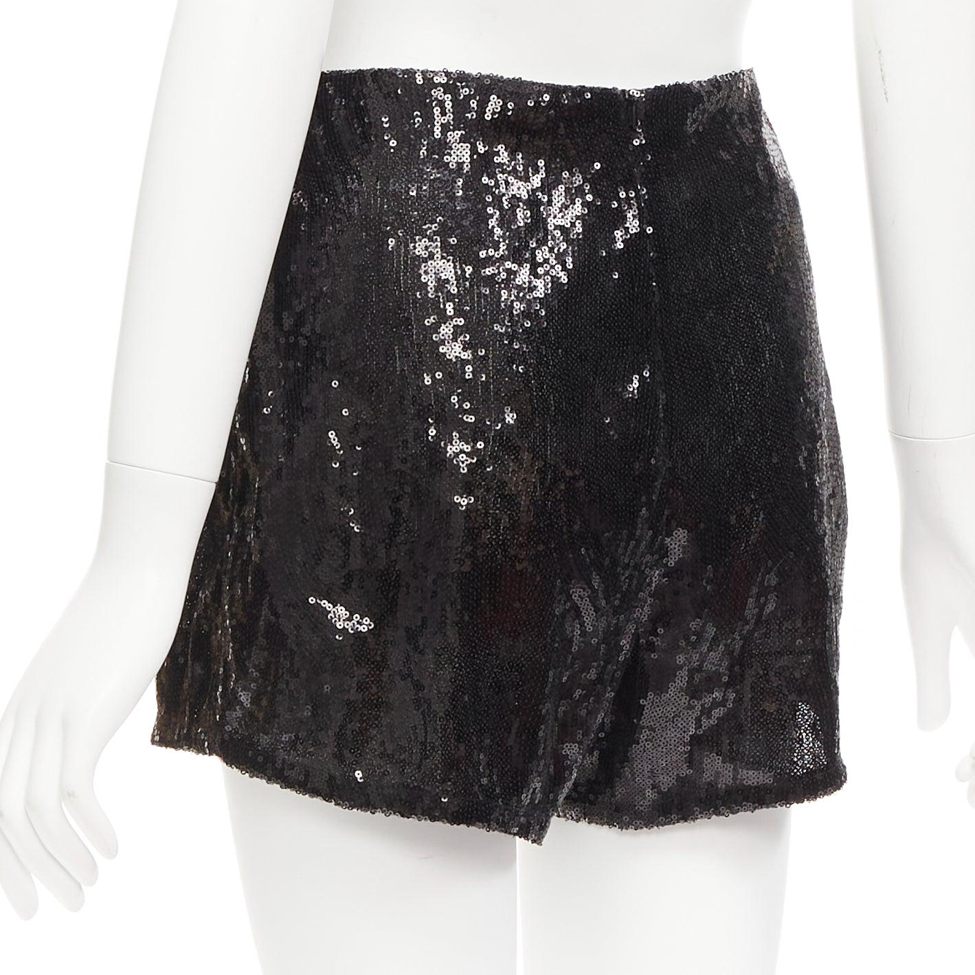 PHILOSOPHY black sequins high waist wide leg relaxed shorts IT38 XS For Sale 2