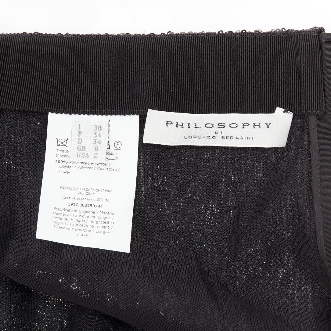 PHILOSOPHY black sequins high waist wide leg relaxed shorts IT38 XS For Sale 4