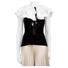 Philosophy Camicetta in velluto con scollo a balze in bianco e nero taglia S.S. White