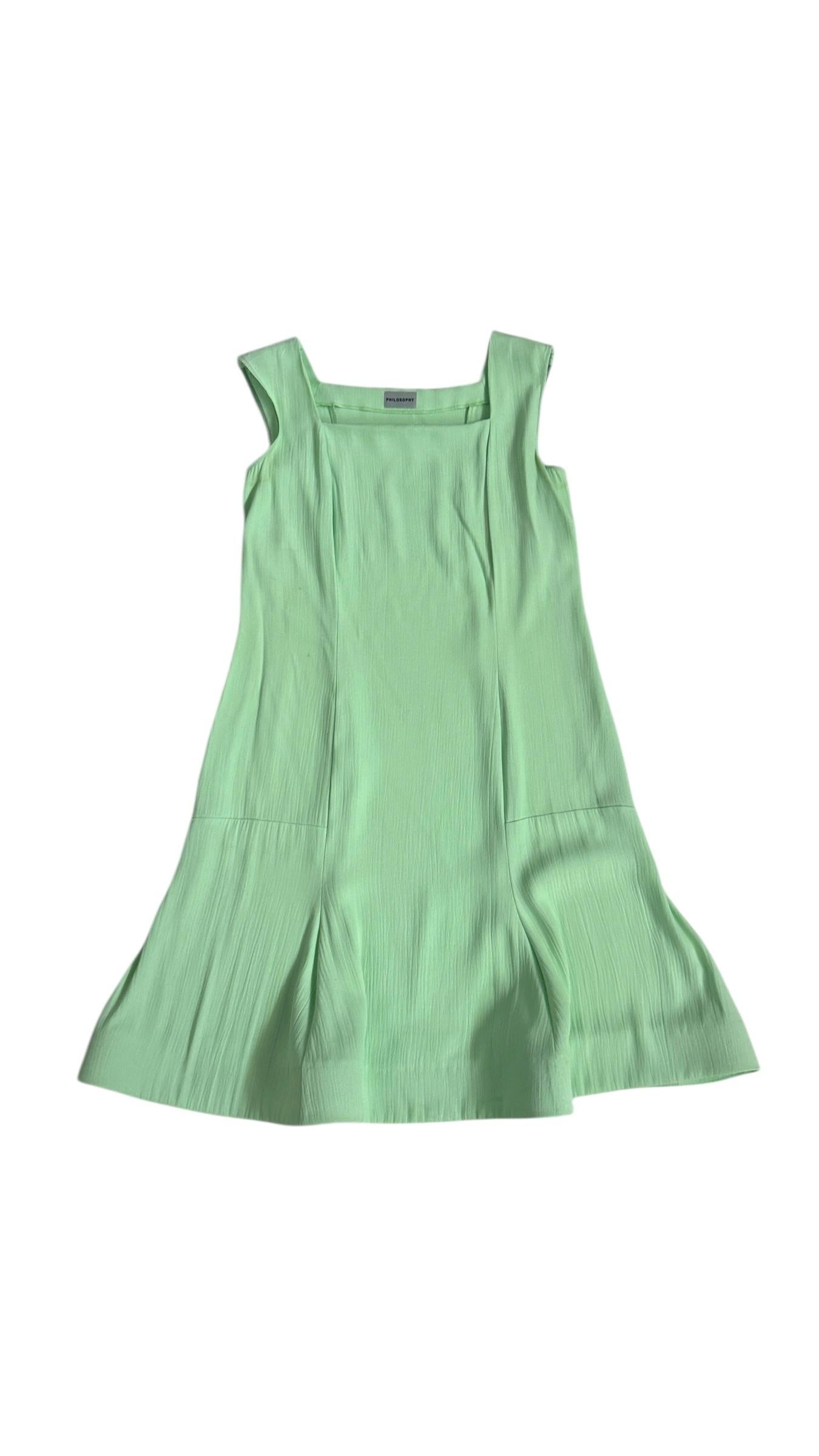 Philosophy by Alberta Ferretti Vestido sin mangas de crepe verde menta con estructura en venta 6