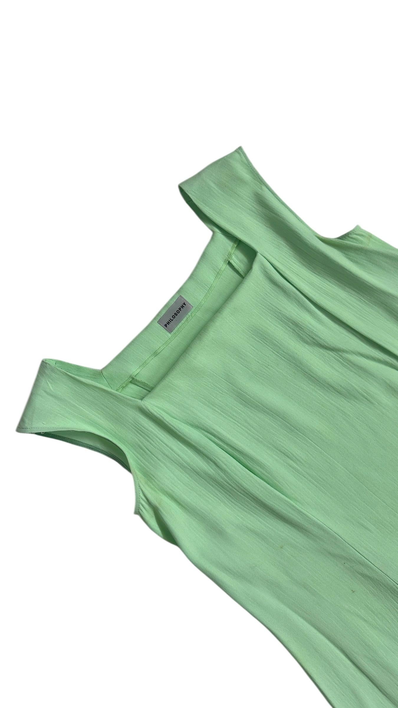 Philosophy by Alberta Ferretti Vestido sin mangas de crepe verde menta con estructura en venta 7