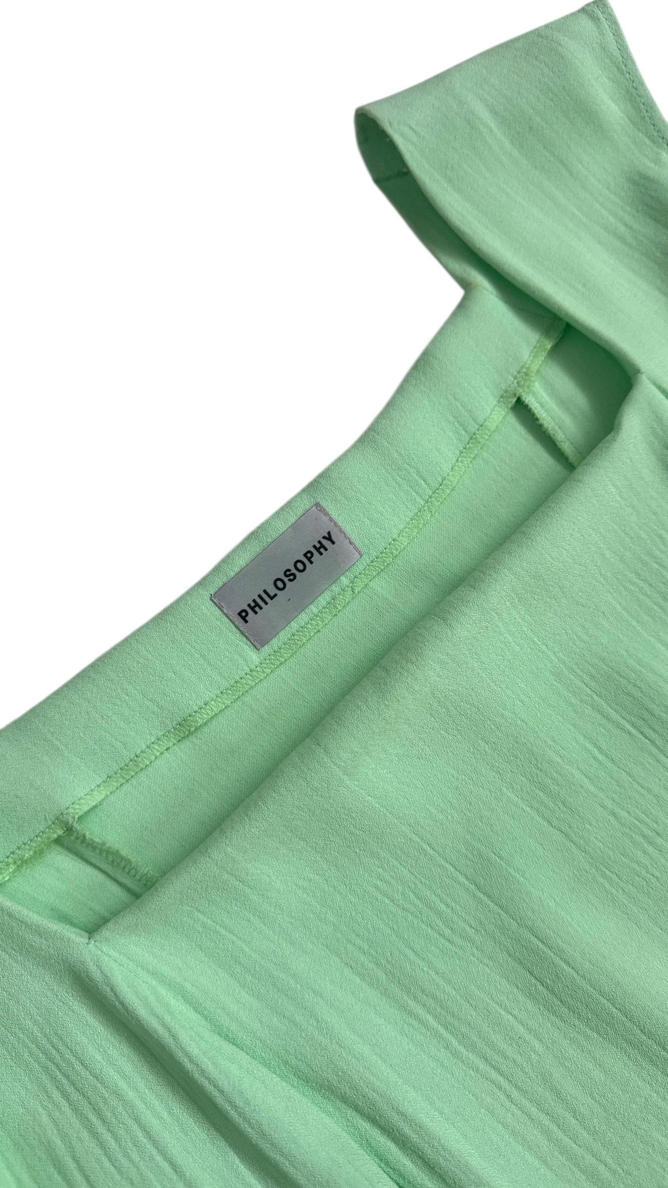 Philosophy by Alberta Ferretti Vestido sin mangas de crepe verde menta con estructura en venta 8