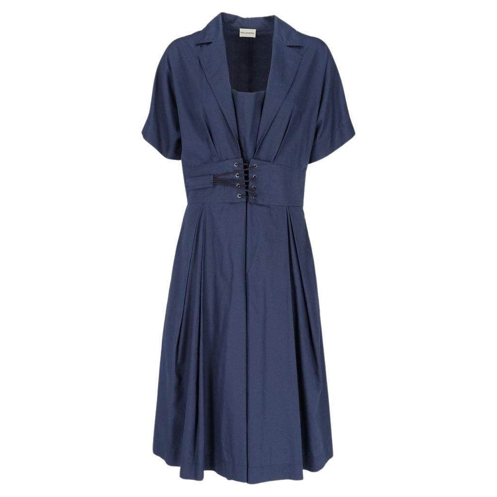 Philosophy by Alberta Ferretti Vintage blue cotton chemisier 90s dress