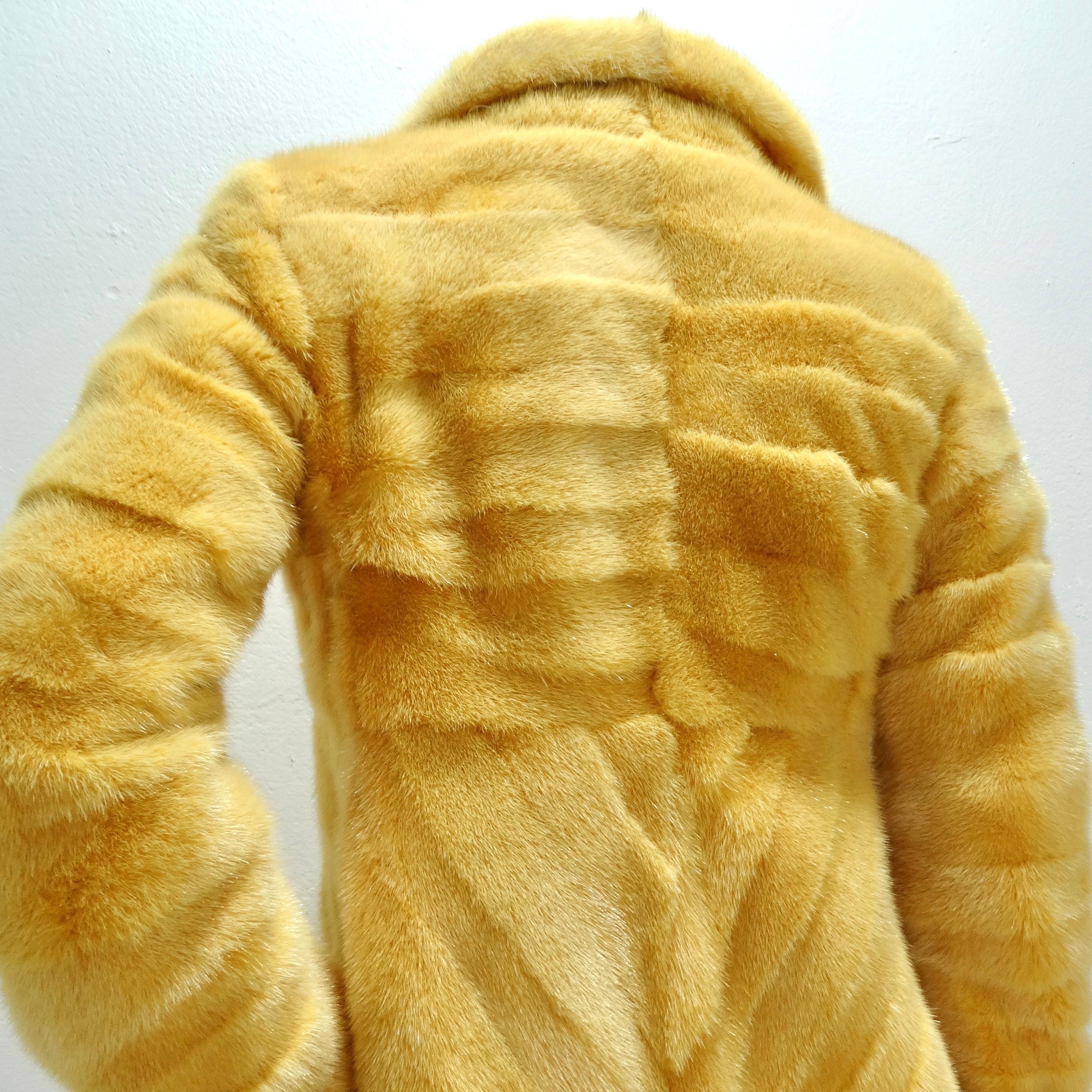 Philosophy Di Alberta Ferretti 1990s Mustard Yellow Mink Fur Coat For Sale 2