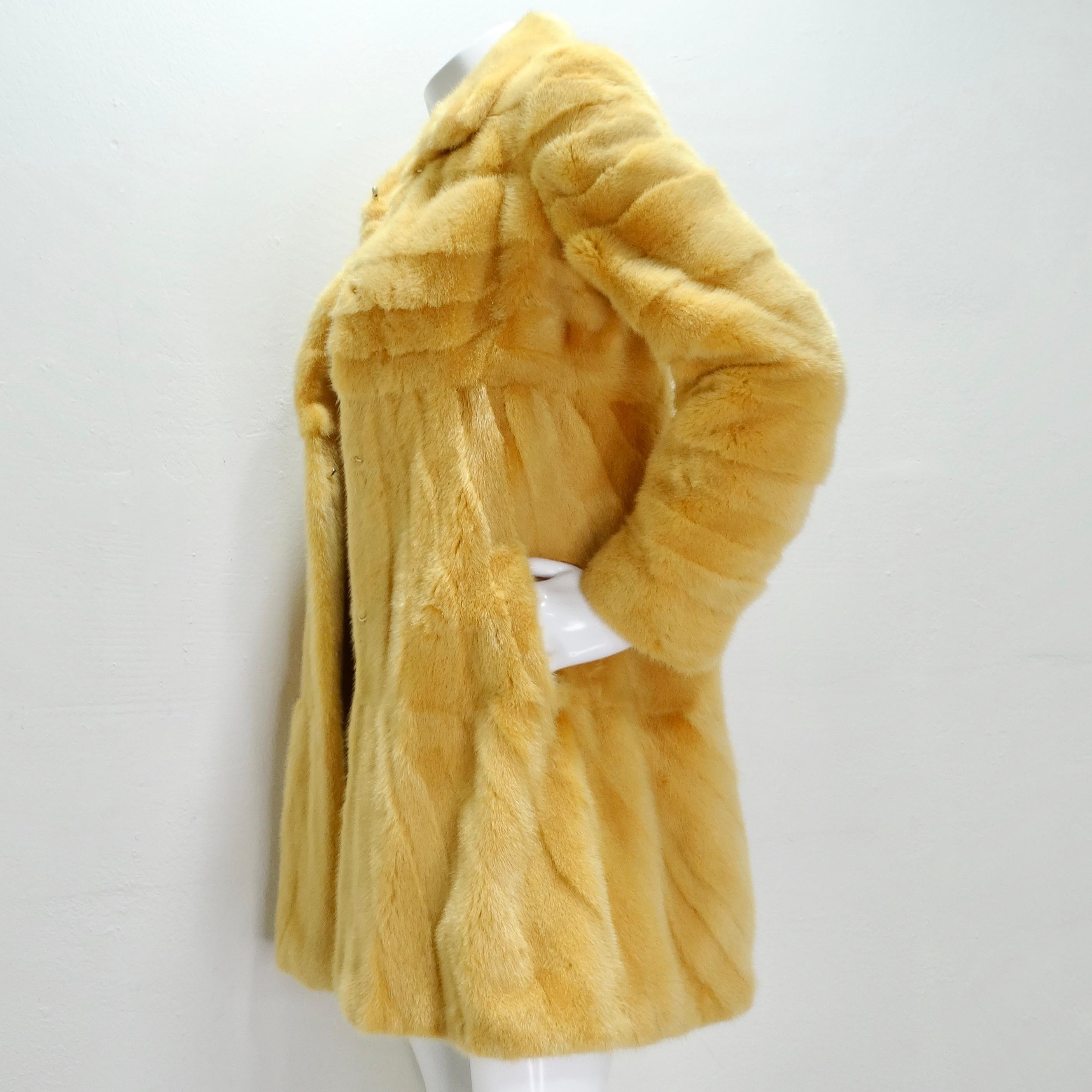 Philosophy Di Alberta Ferretti 1990s Mustard Yellow Mink Fur Coat For Sale 3