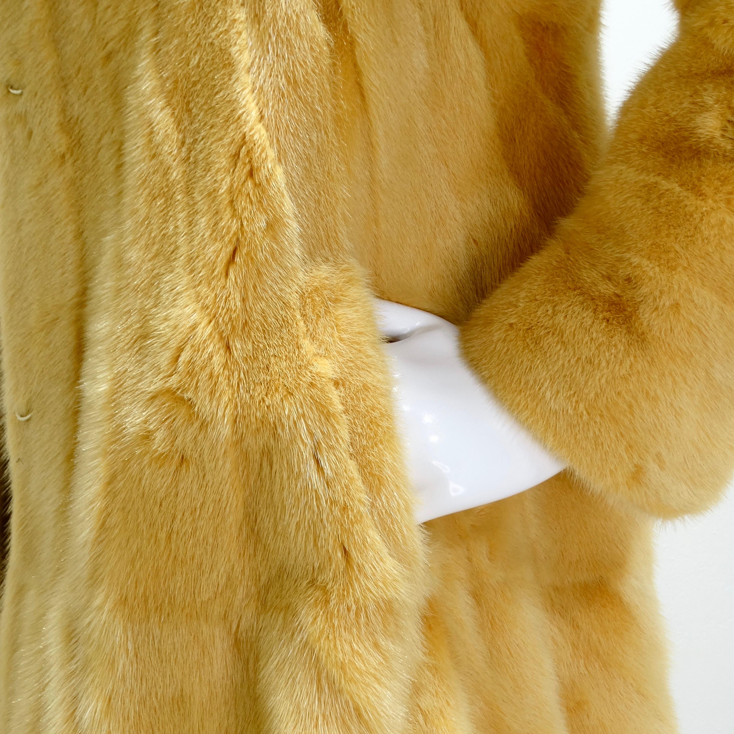 Philosophy Di Alberta Ferretti 1990s Mustard Yellow Mink Fur Coat For Sale 4