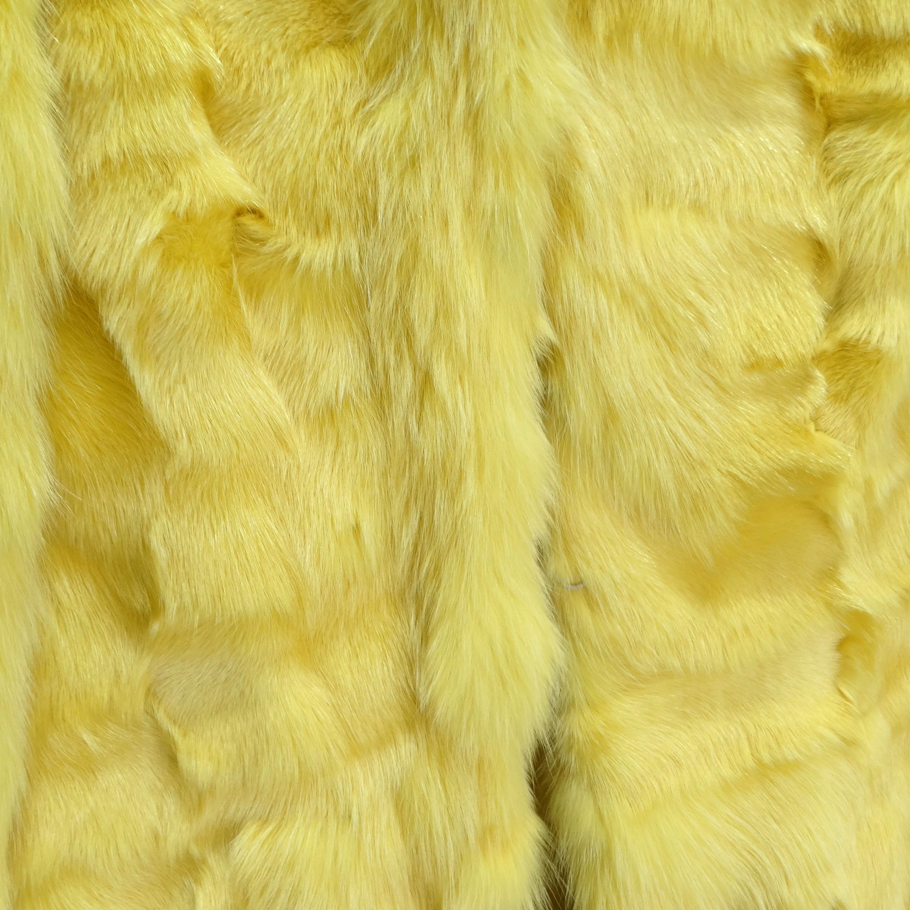 Women's or Men's Philosophy di Alberta Ferretti 1990s Yellow Fox Fur Coat For Sale