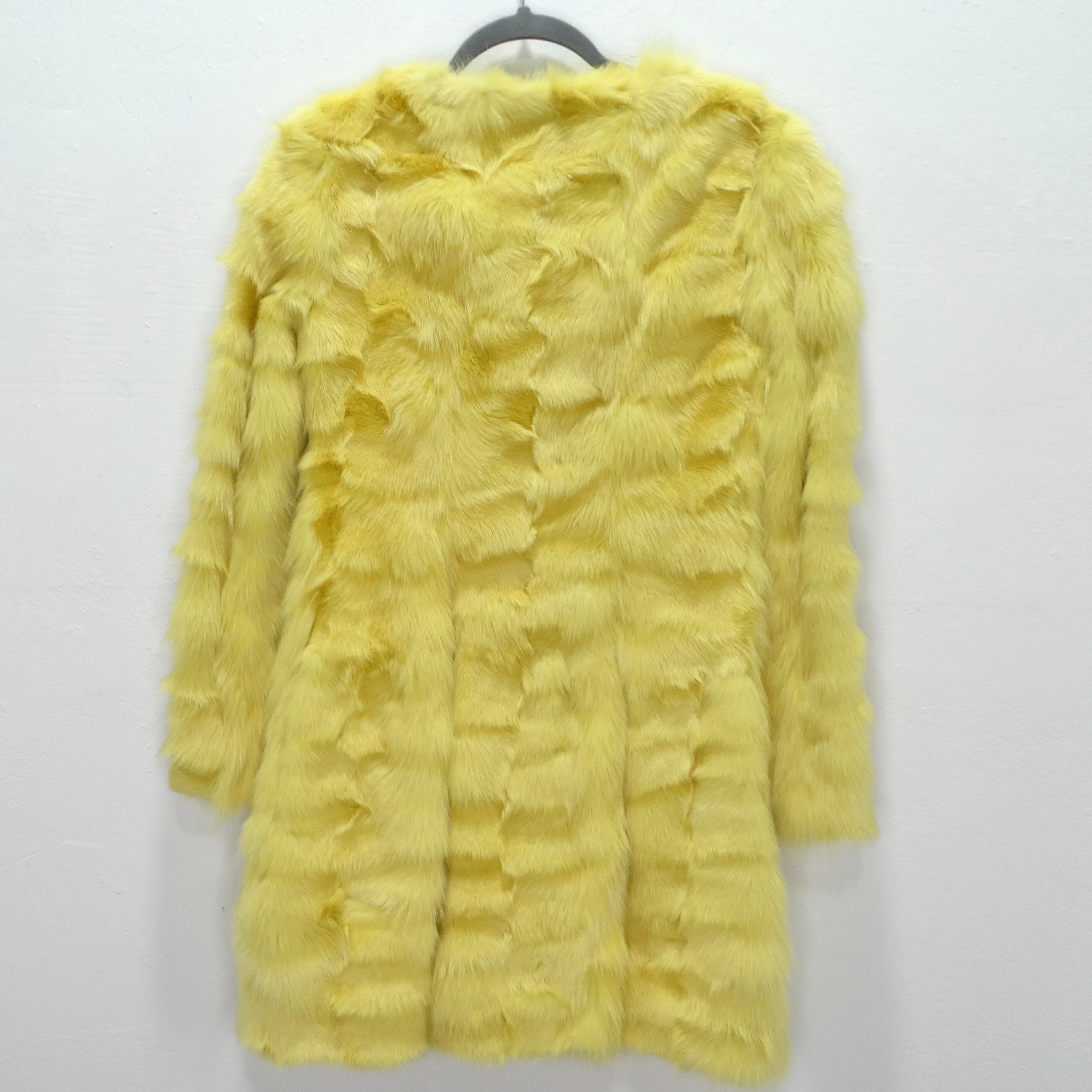 Philosophy di Alberta Ferretti 1990s Yellow Fox Fur Coat For Sale 1