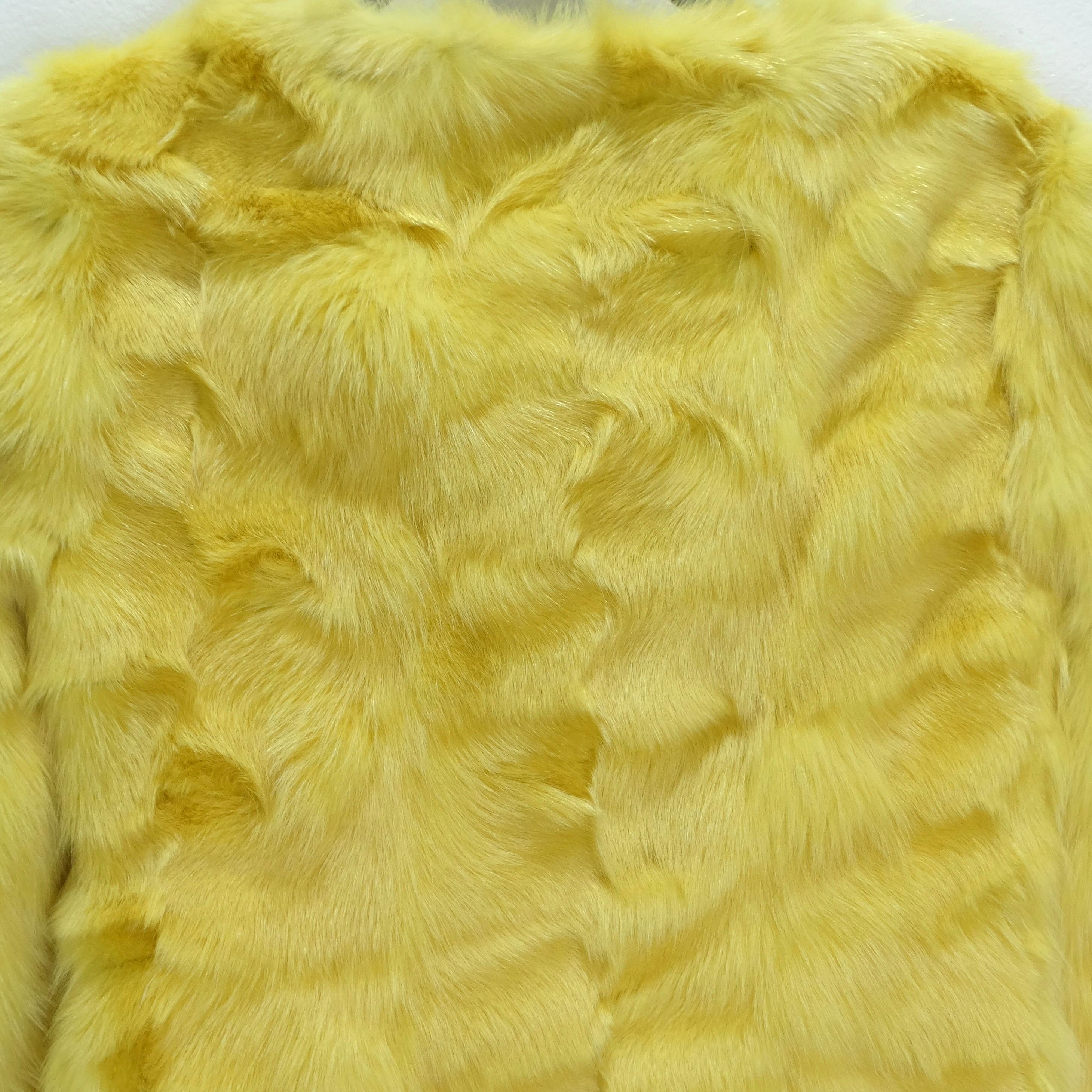 Philosophy di Alberta Ferretti 1990s Yellow Fox Fur Coat For Sale 2
