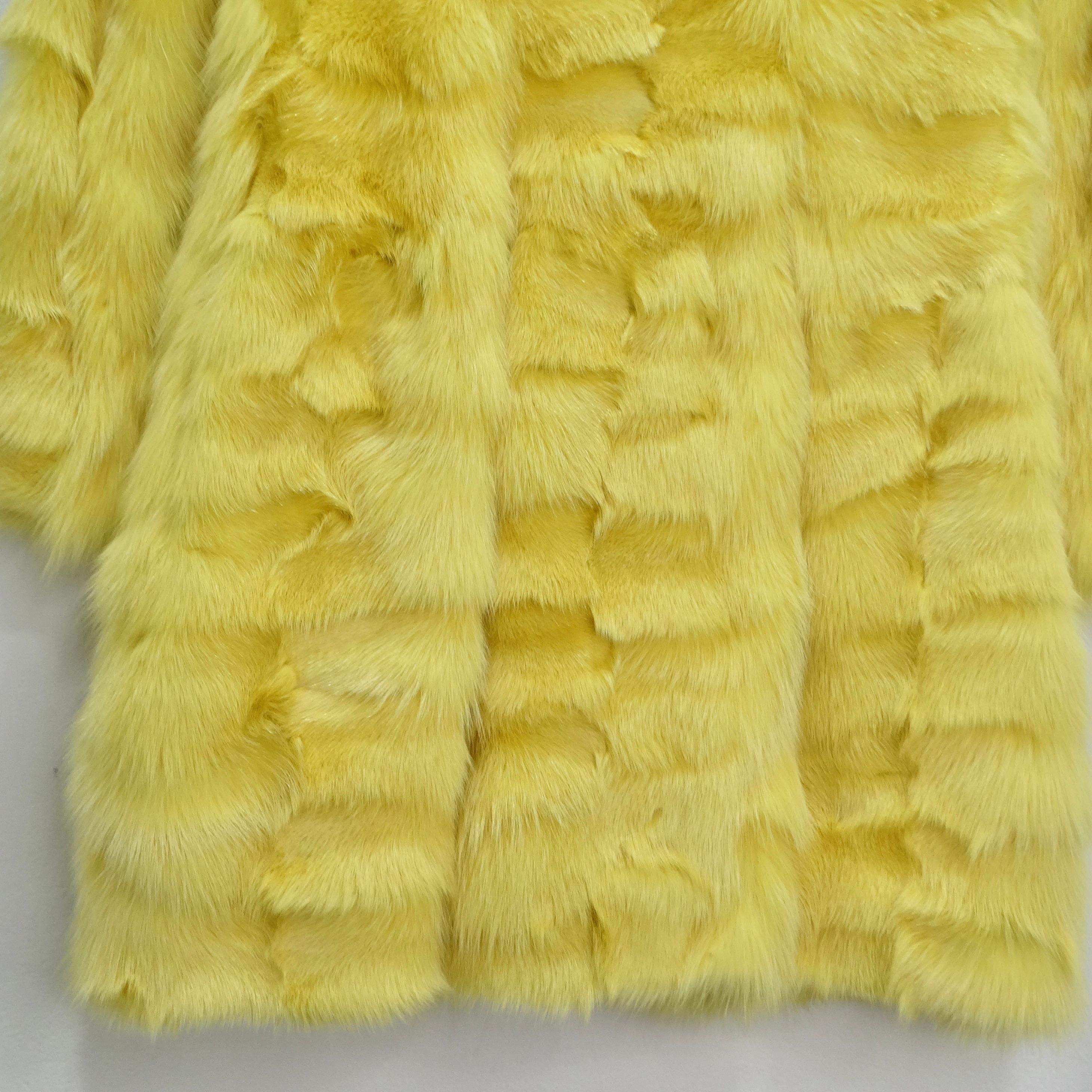 Philosophy di Alberta Ferretti 1990s Yellow Fox Fur Coat For Sale 3