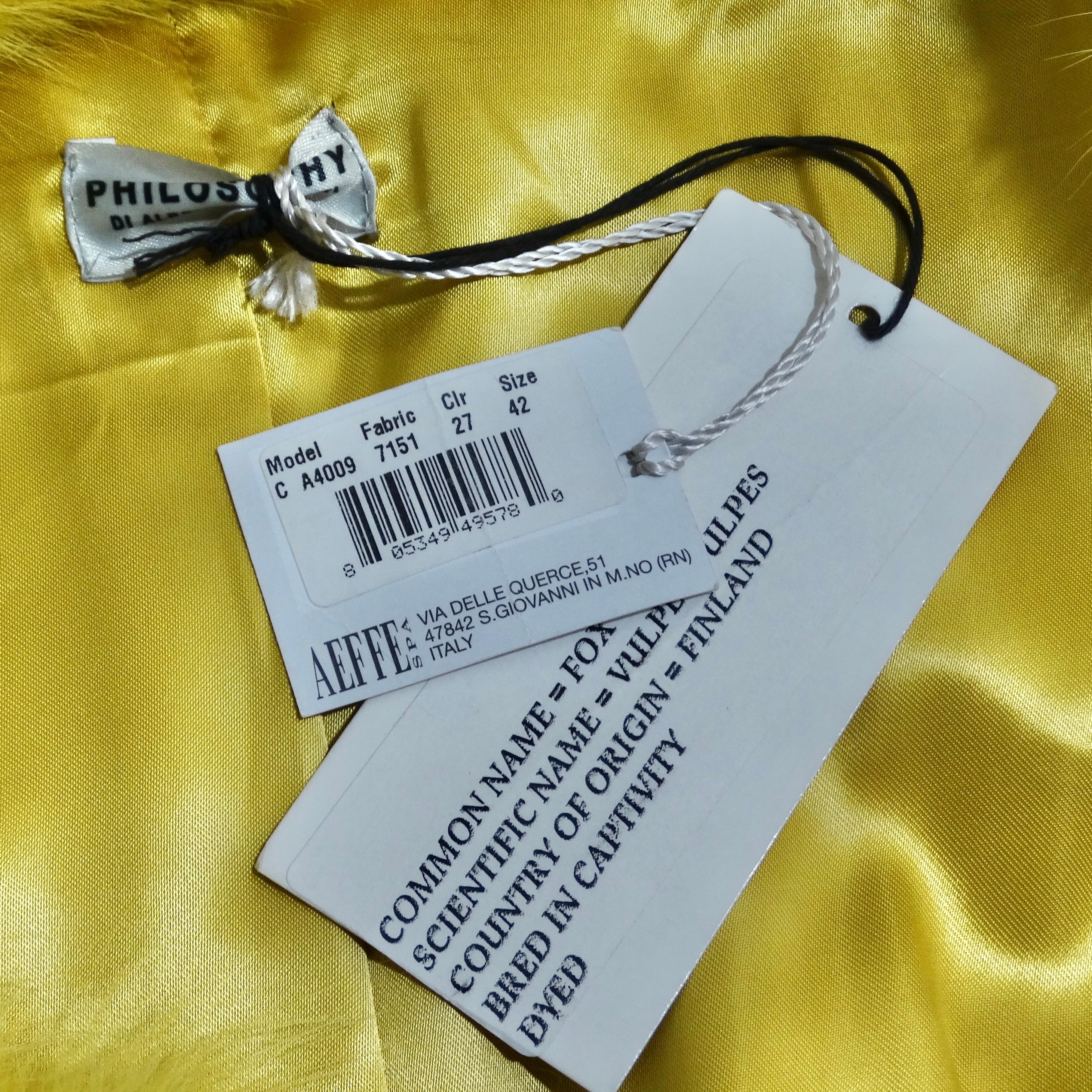 Philosophy di Alberta Ferretti 1990s Yellow Fox Fur Coat For Sale 4