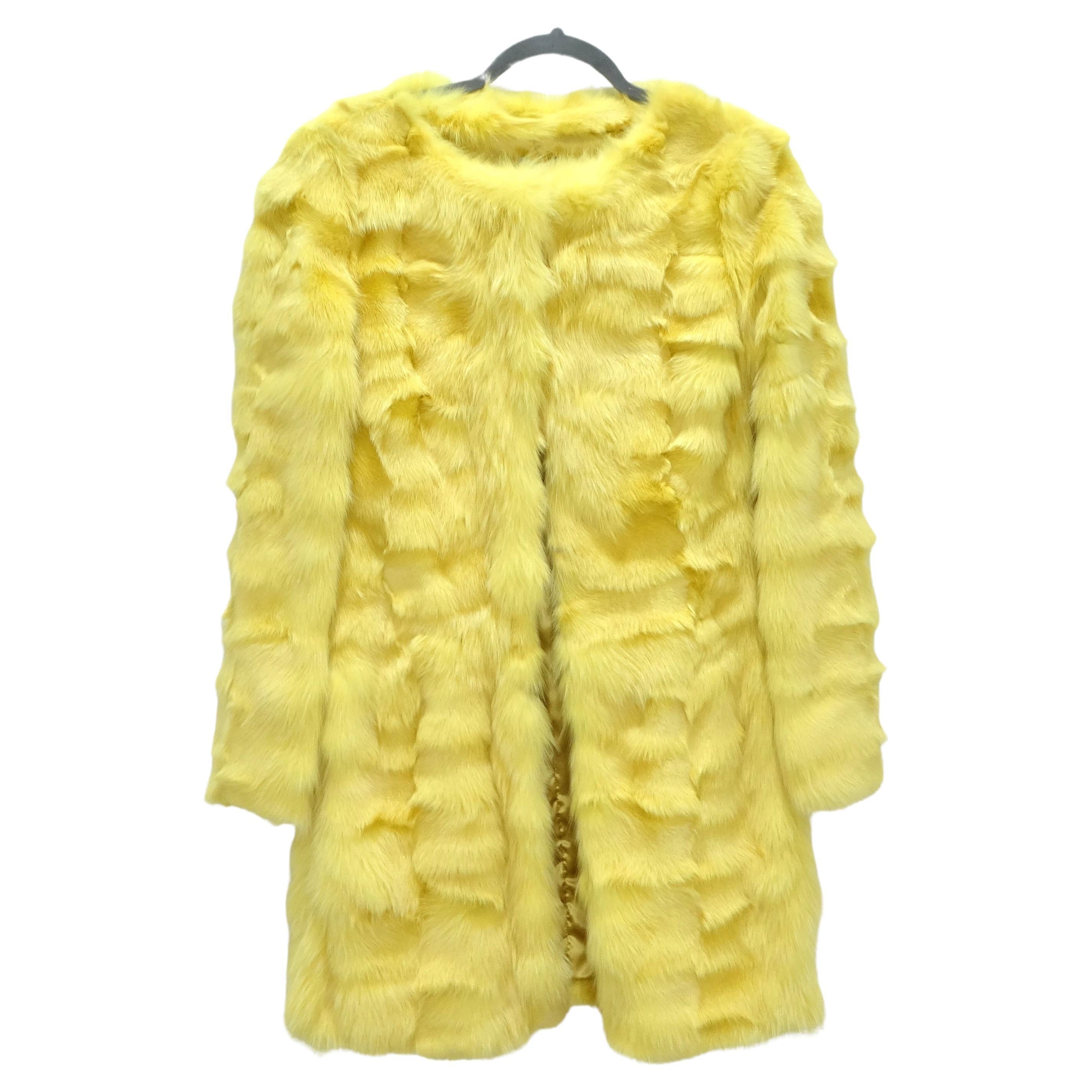Philosophy di Alberta Ferretti 1990s Yellow Fox Fur Coat For Sale