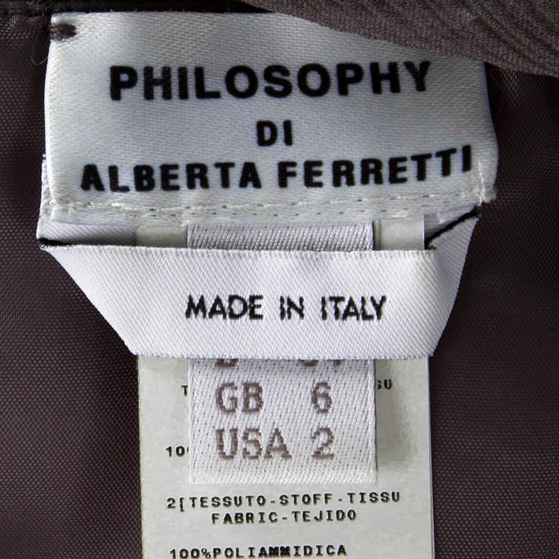 Philosophy di Alberta Ferretti Grey Embroidered Sleeveless Silk Dress S For Sale 1