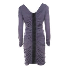 Philosophy Di Alberta Ferretti Lilac Jersey Embroidered Ruched Detail Dress M